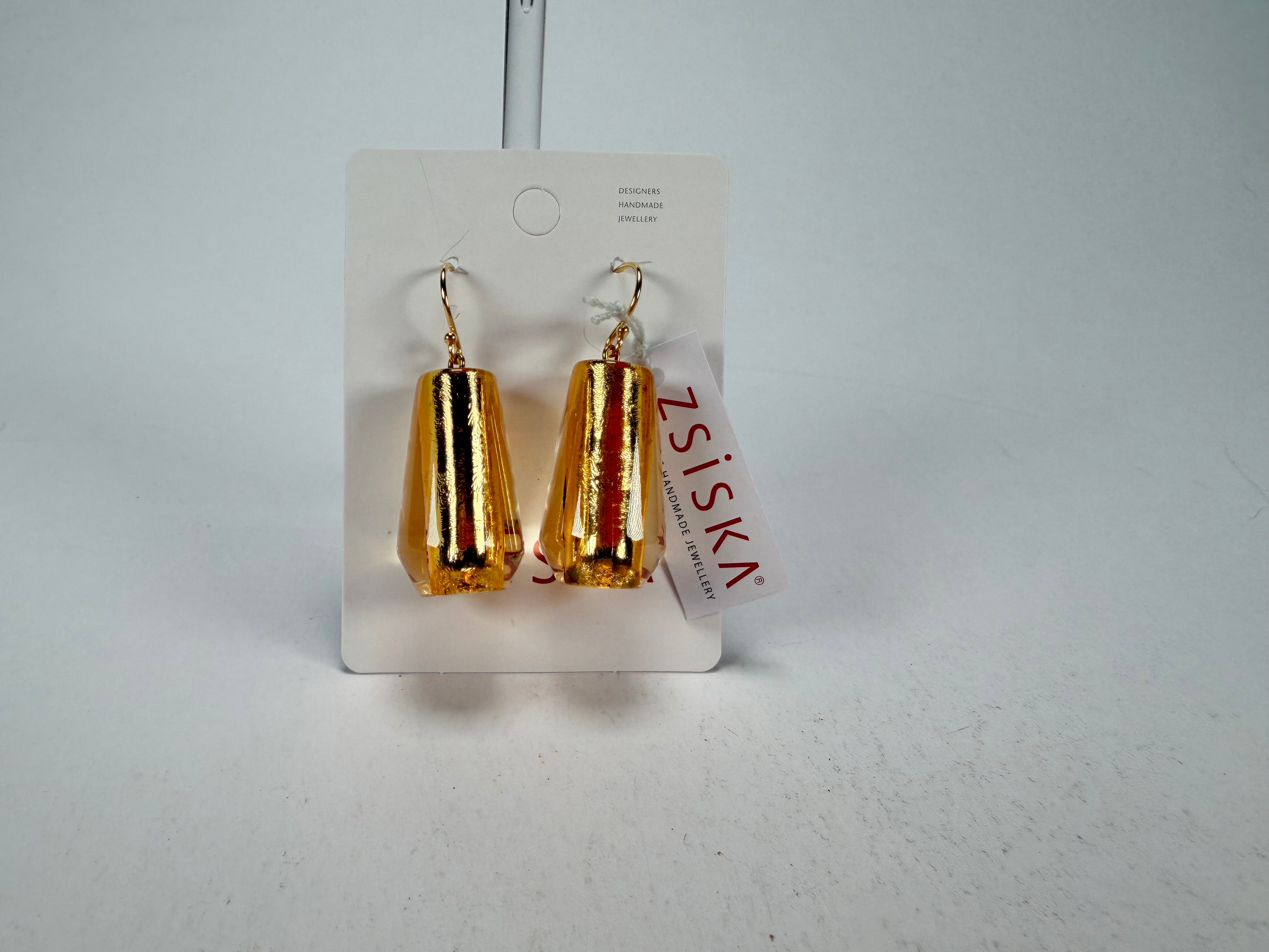 Zsiska - Bliss Glitz Gold Foil Short Hook Resin Earrings ( 1370505GF00Q00 )