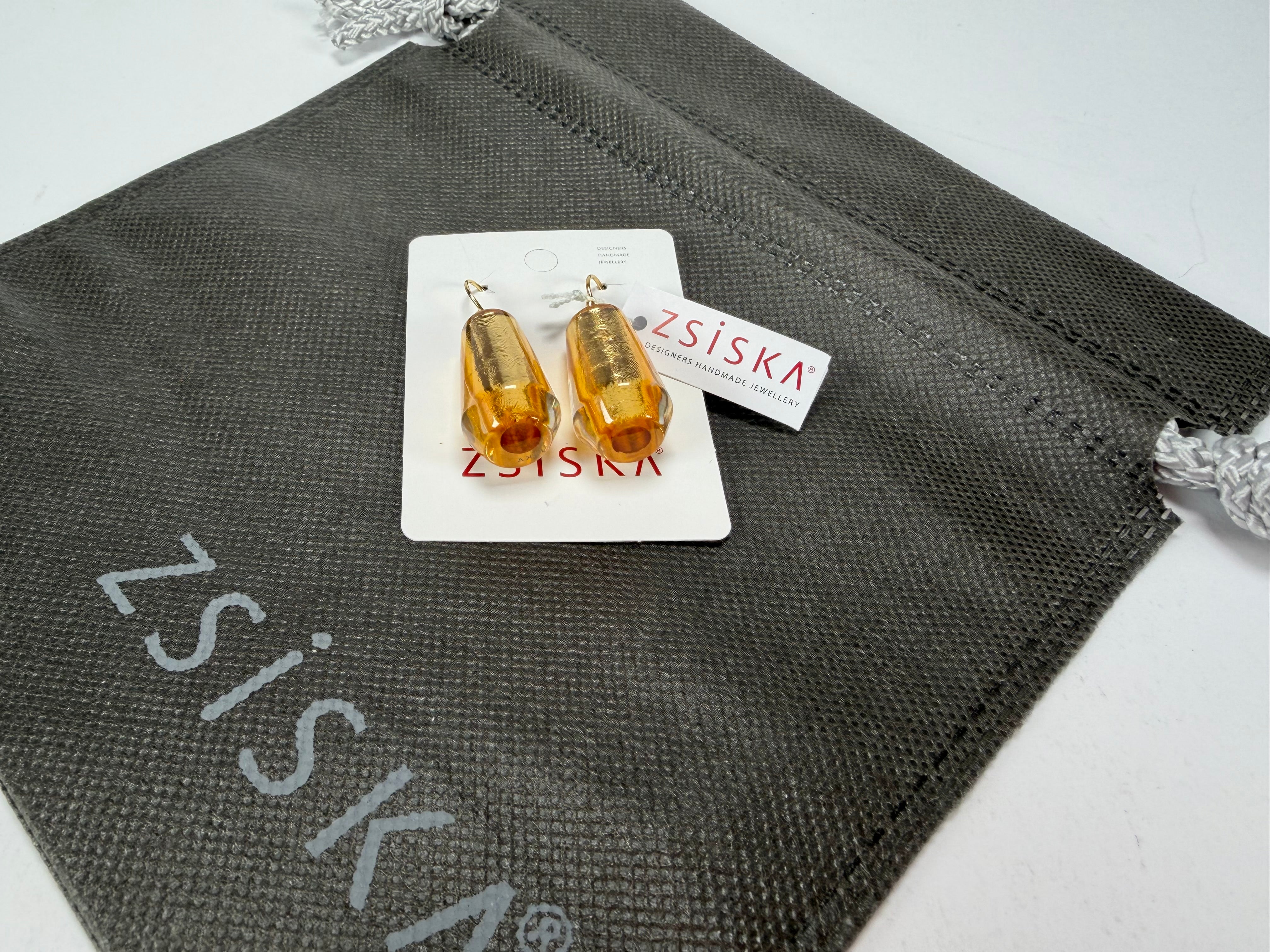 Zsiska - Bliss Glitz Gold Foil Short Hook Resin Earrings ( 1370505GF00Q00 )
