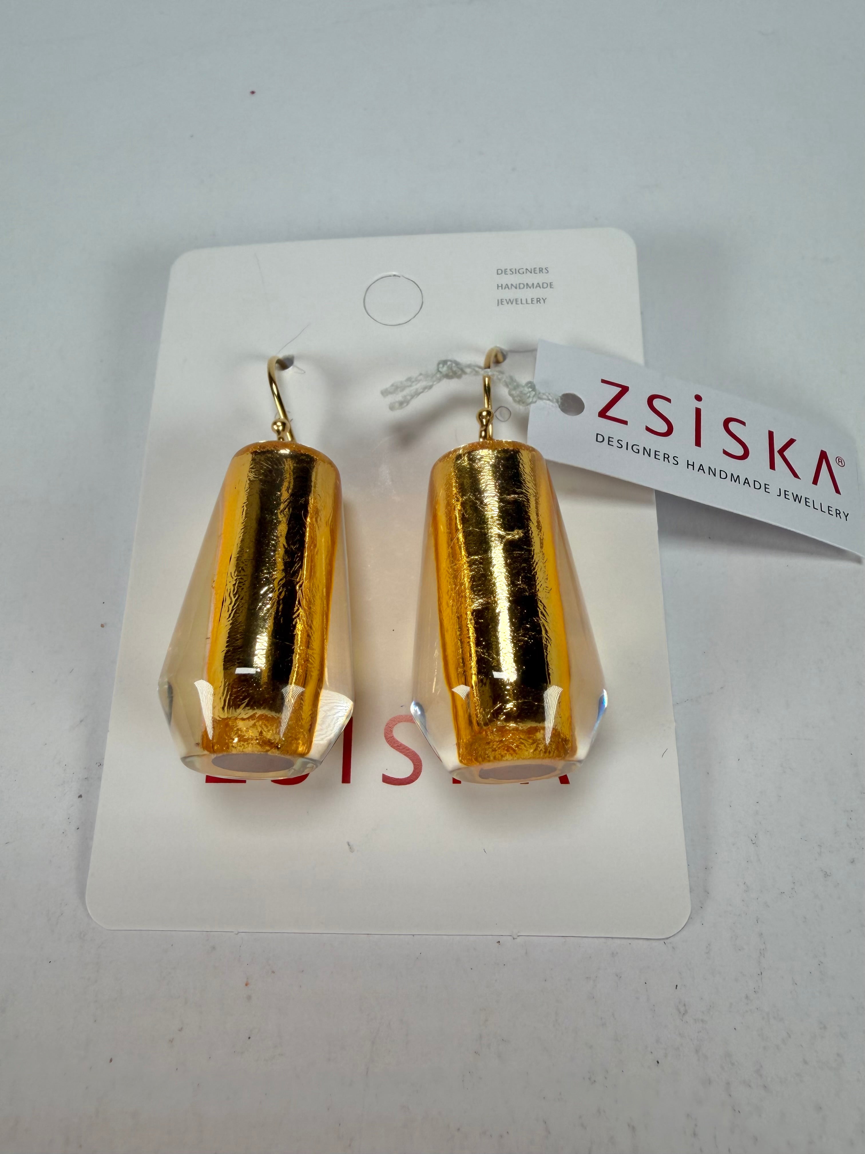 Zsiska - Bliss Glitz Gold Foil Short Hook Resin Earrings ( 1370505GF00Q00 )