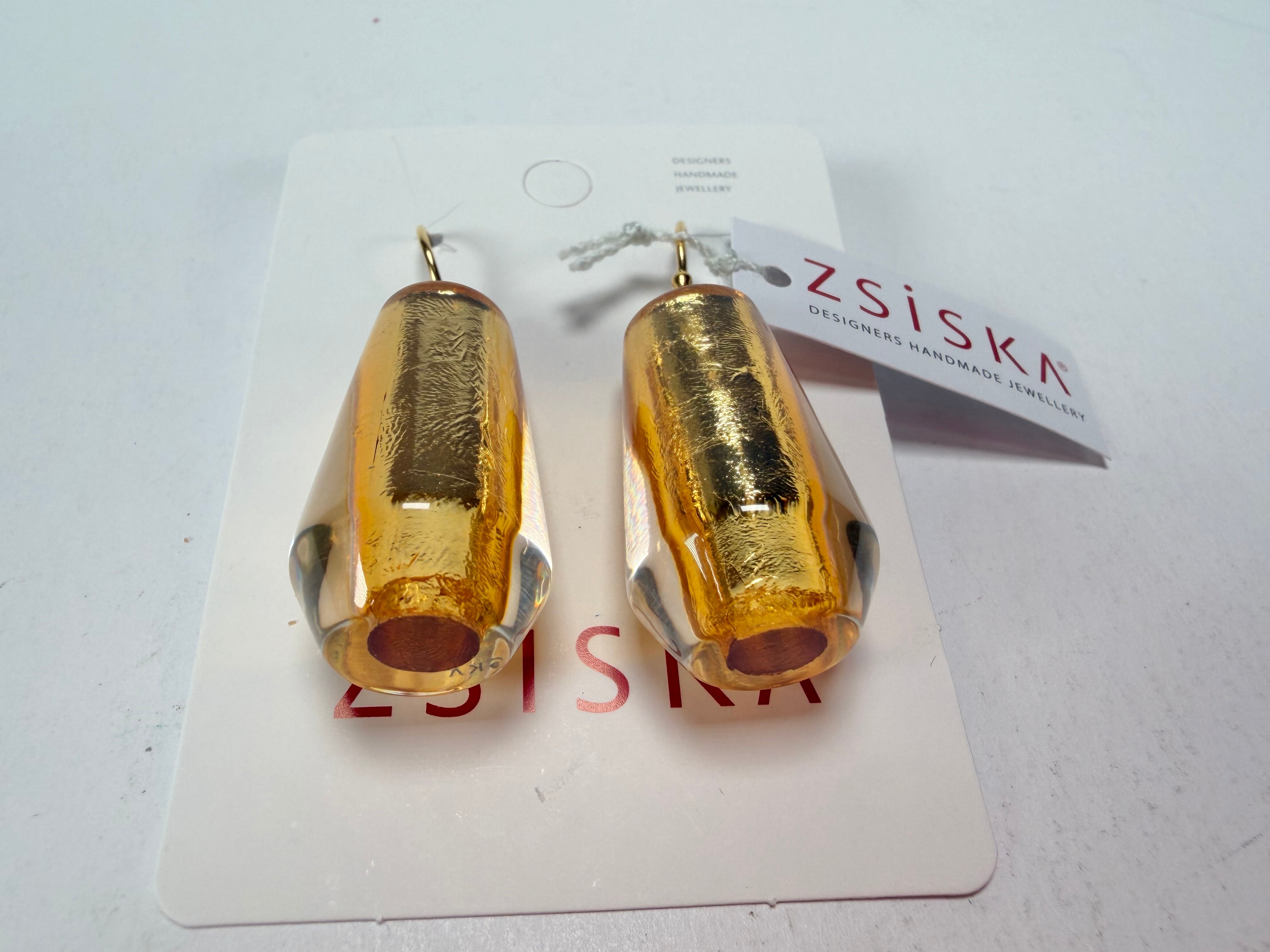 Zsiska - Bliss Glitz Gold Foil Short Hook Resin Earrings ( 1370505GF00Q00 )