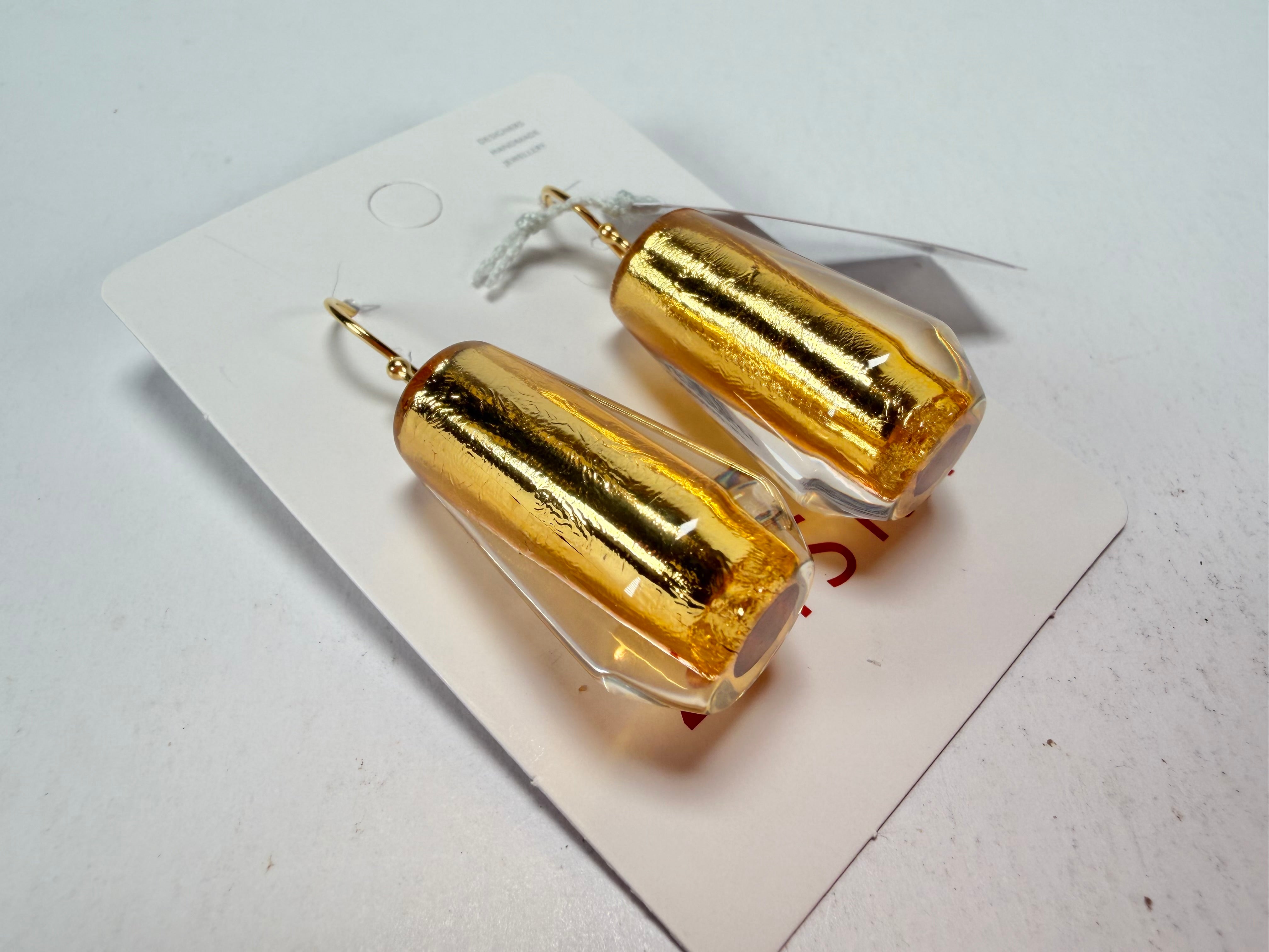 Zsiska - Bliss Glitz Gold Foil Short Hook Resin Earrings ( 1370505GF00Q00 )