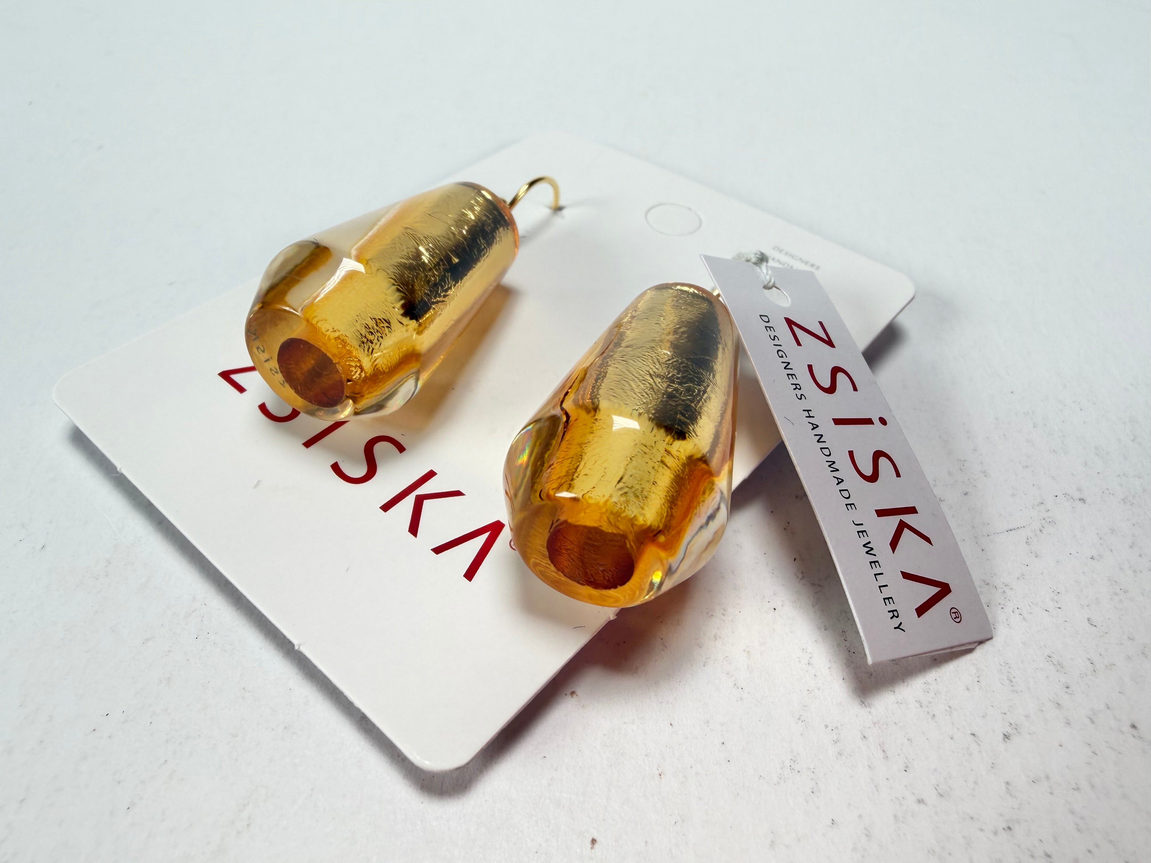 Zsiska - Bliss Glitz Gold Foil Short Hook Resin Earrings ( 1370505GF00Q00 )