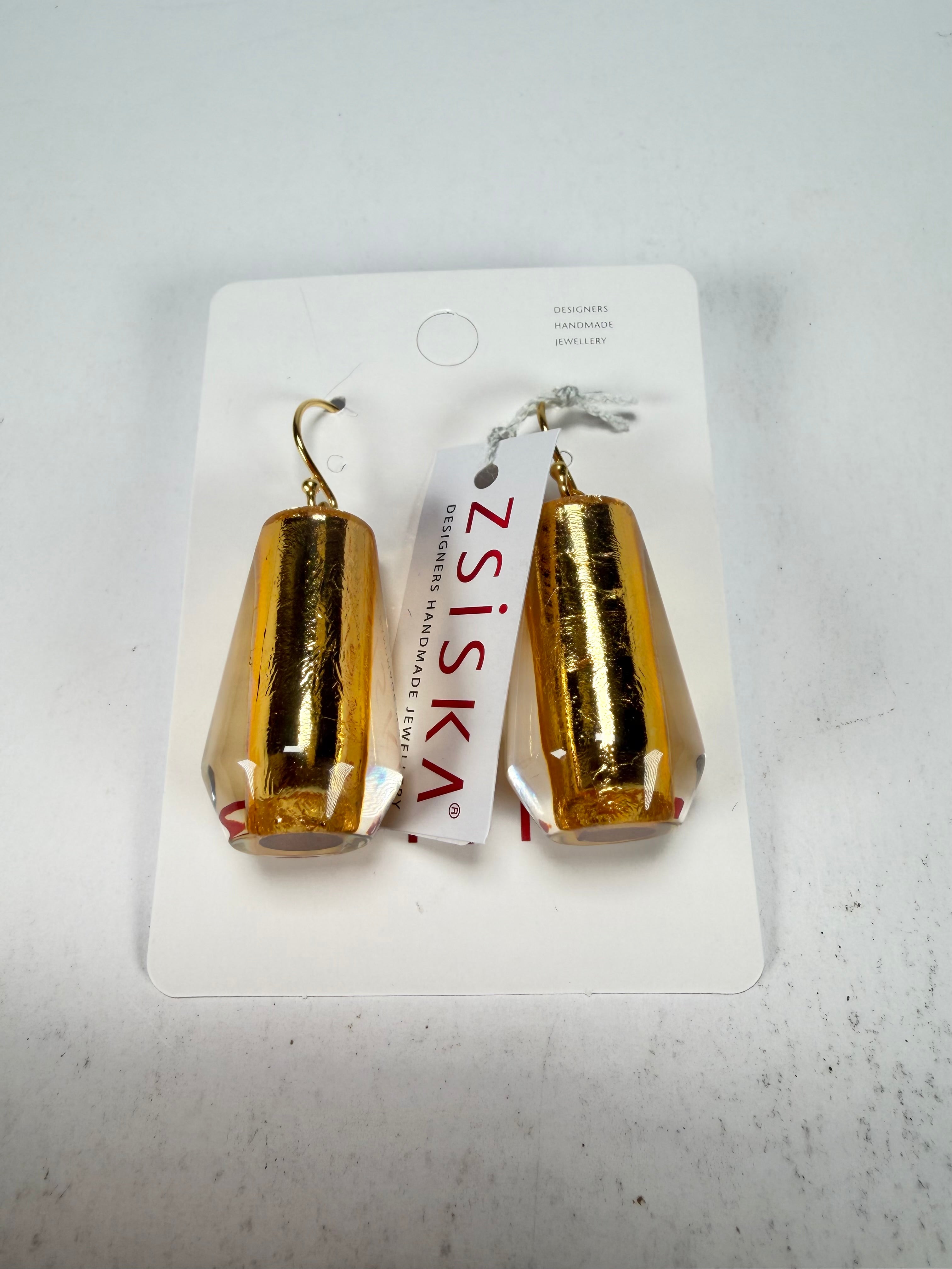 Zsiska - Bliss Glitz Gold Foil Short Hook Resin Earrings ( 1370505GF00Q00 )