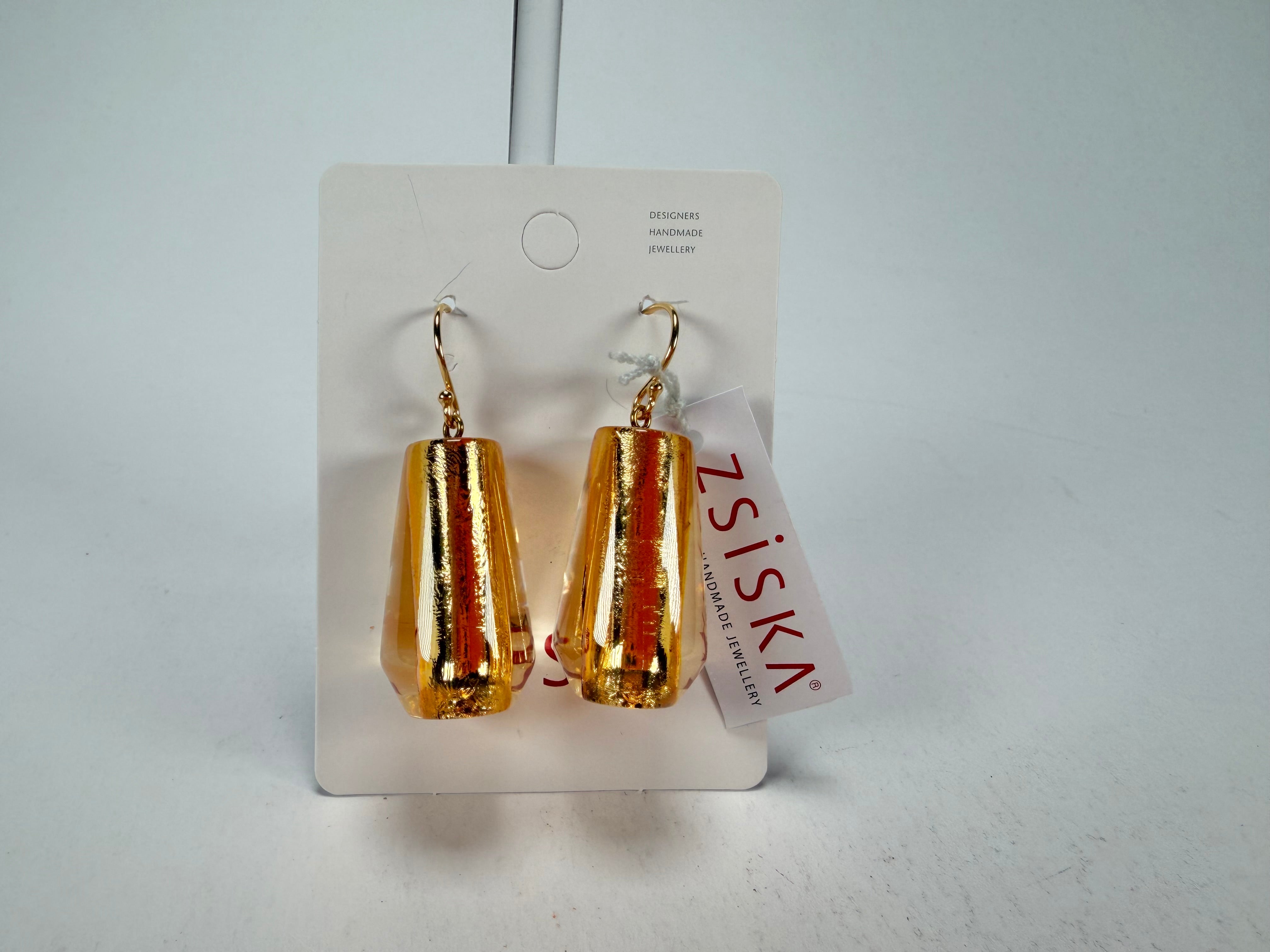 Zsiska - Bliss Glitz Gold Foil Short Hook Resin Earrings ( 1370505GF00Q00 )