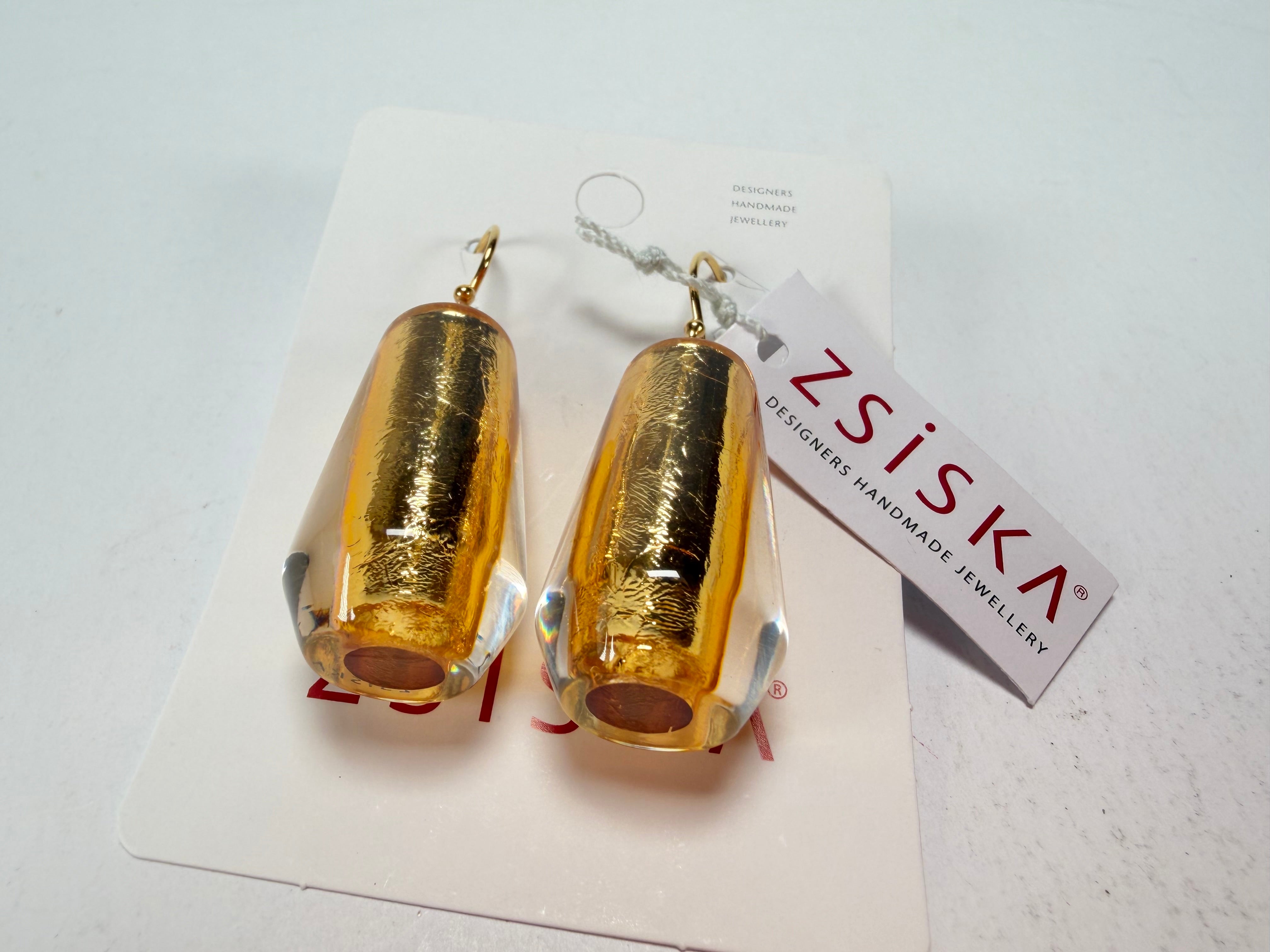 Zsiska - Bliss Glitz Gold Foil Short Hook Resin Earrings ( 1370505GF00Q00 )