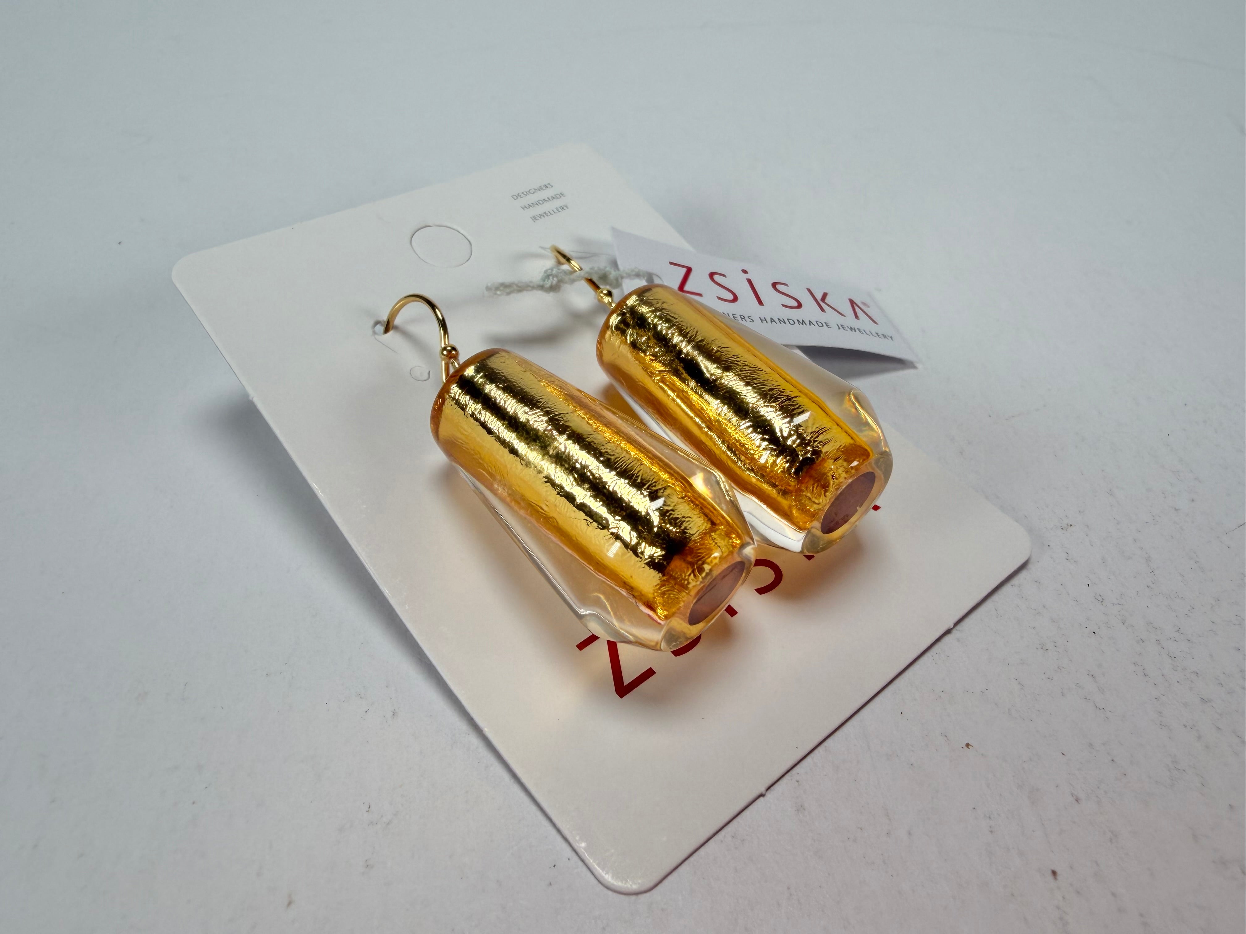 Zsiska - Bliss Glitz Gold Foil Short Hook Resin Earrings ( 1370505GF00Q00 )