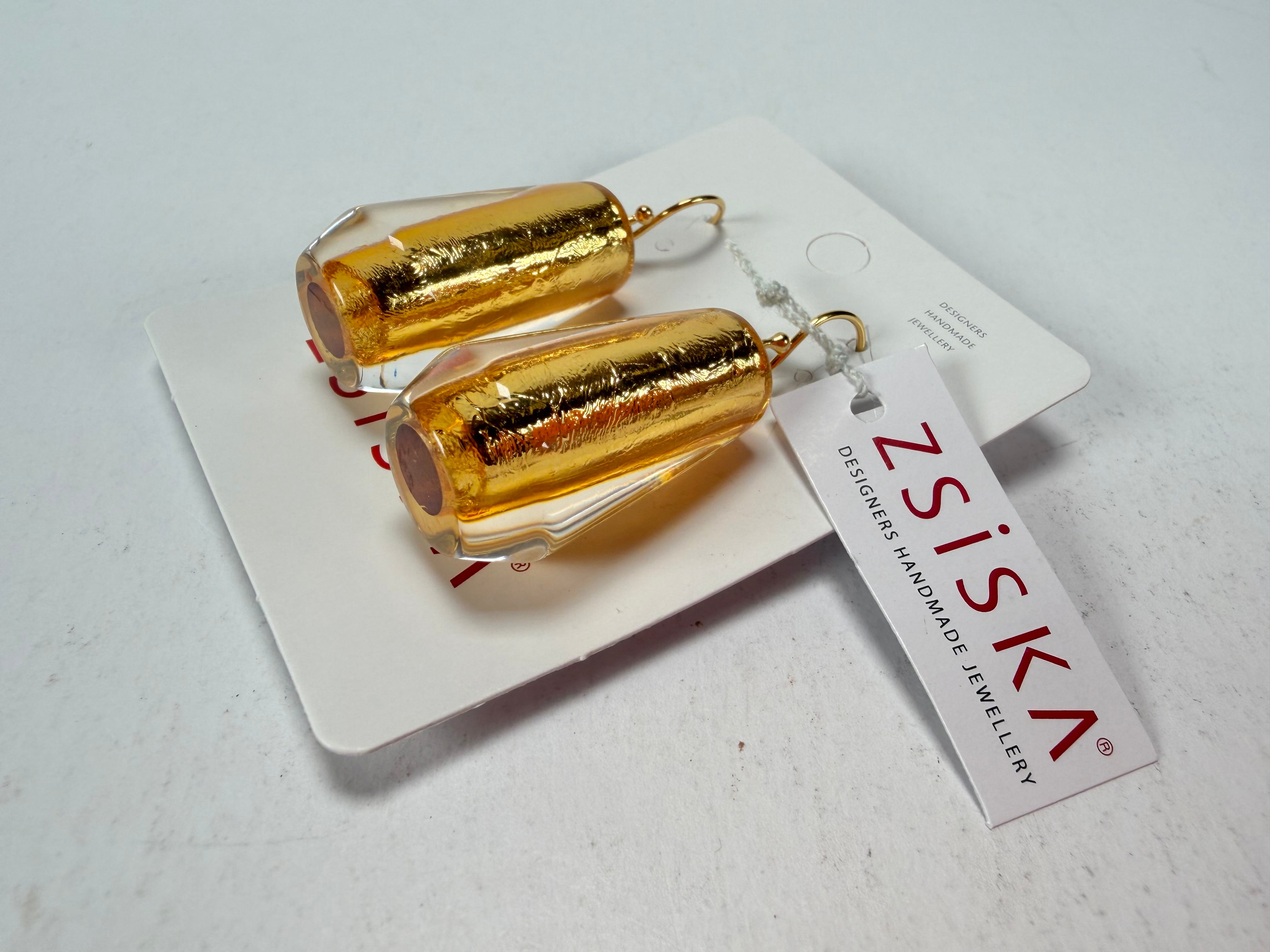 Zsiska - Bliss Glitz Gold Foil Short Hook Resin Earrings ( 1370505GF00Q00 )