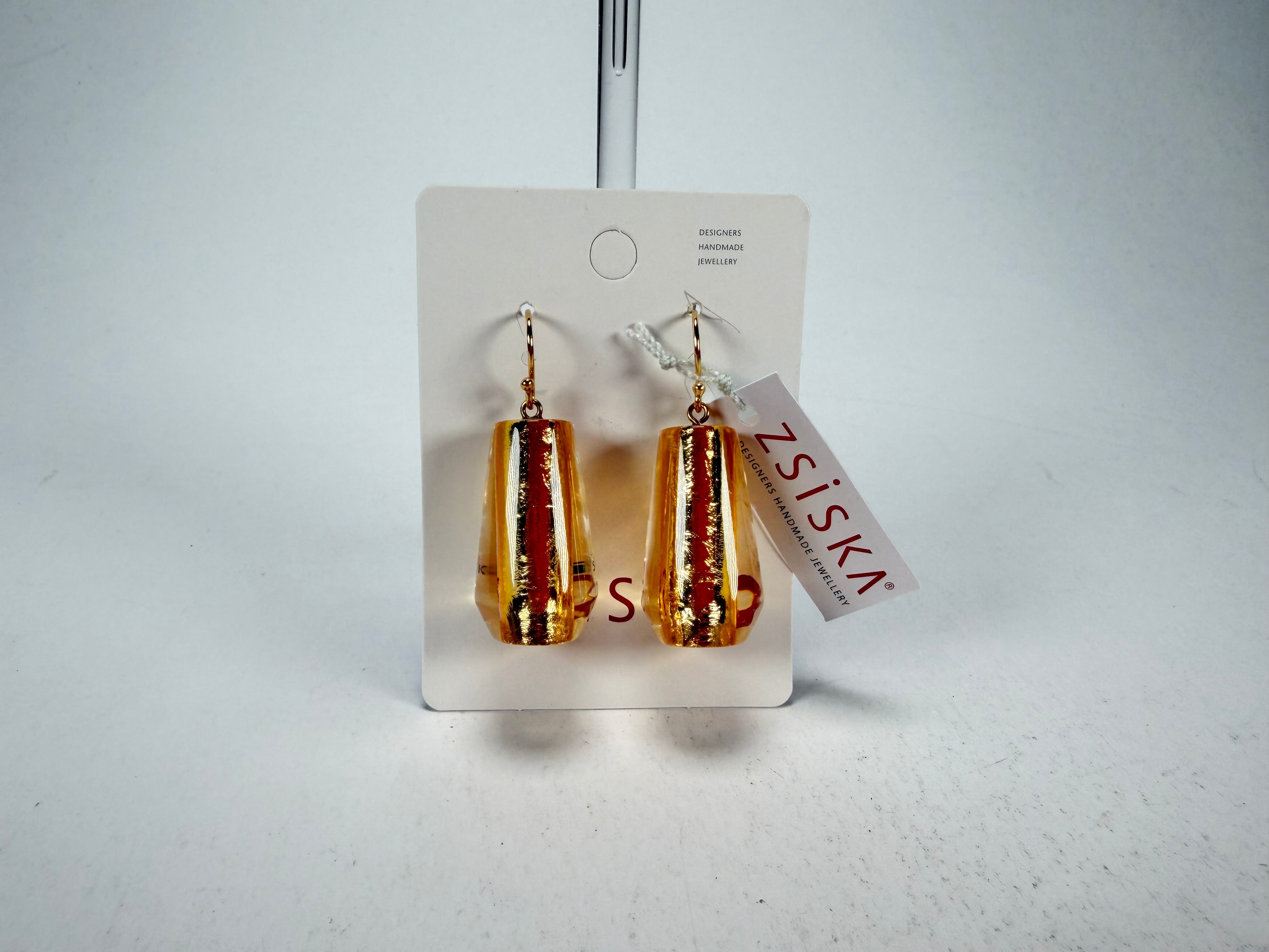 Zsiska - Bliss Glitz Gold Foil Short Hook Resin Earrings ( 1370505GF00Q00 )