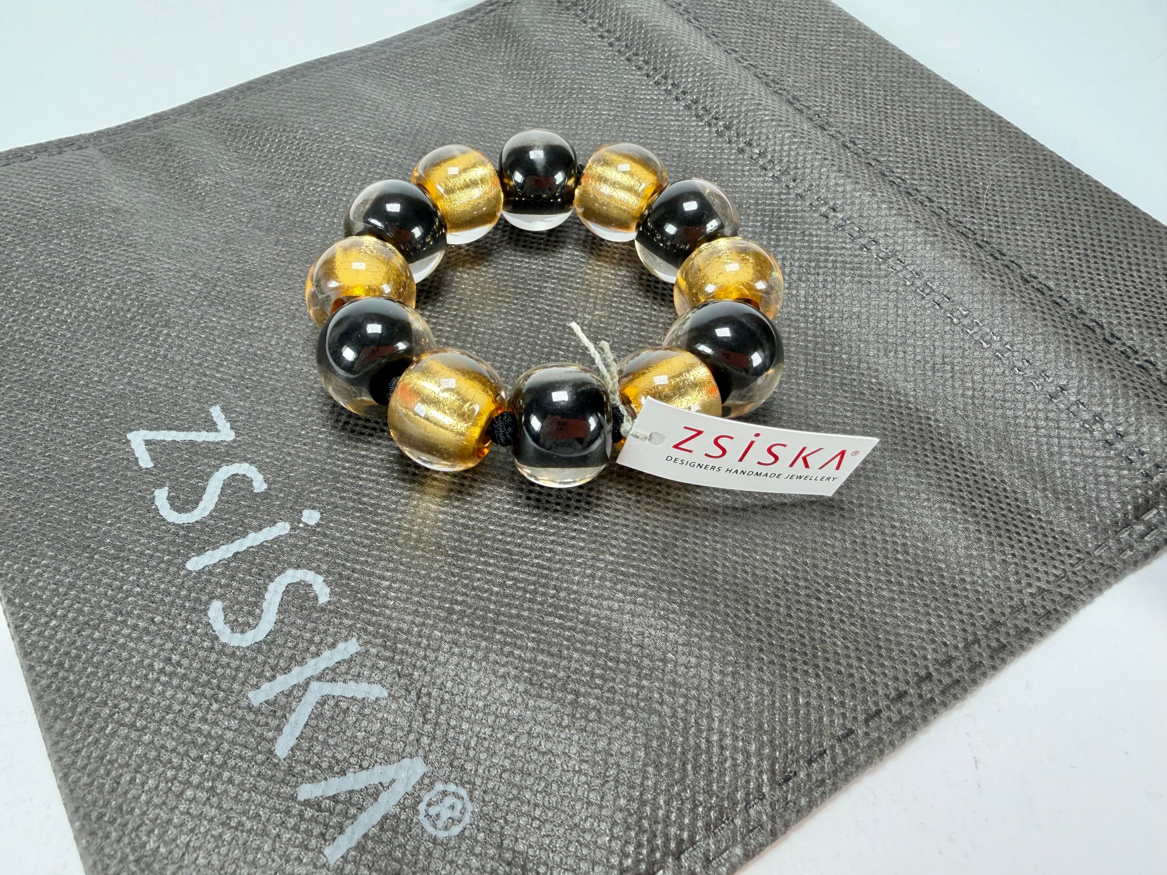 Zsiska - Radiance Gold & Black Large Resin Bracelet ( 8000301GF01Q0L )