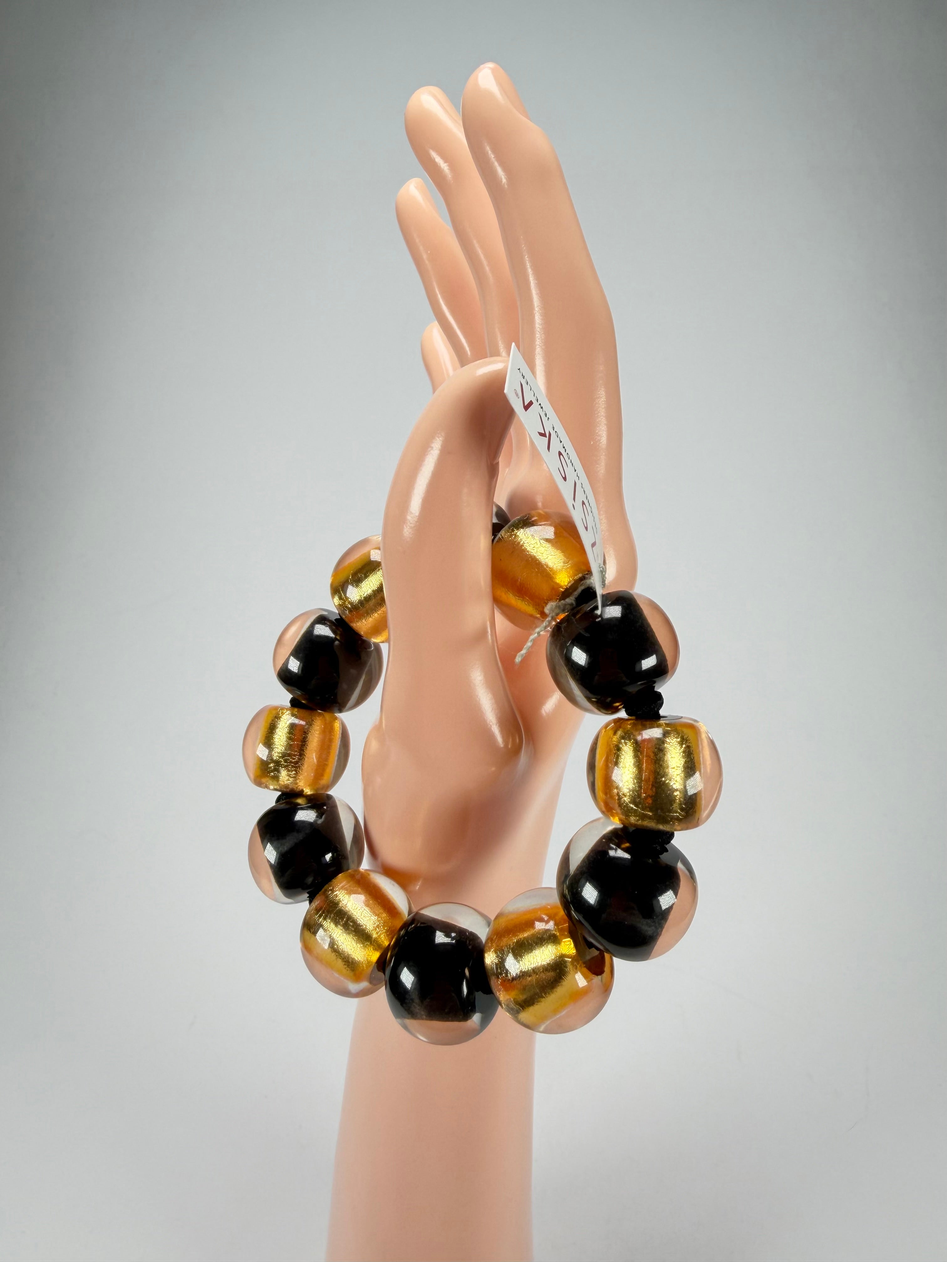 Zsiska - Radiance Gold & Black Large Resin Bracelet ( 8000301GF01Q0L )