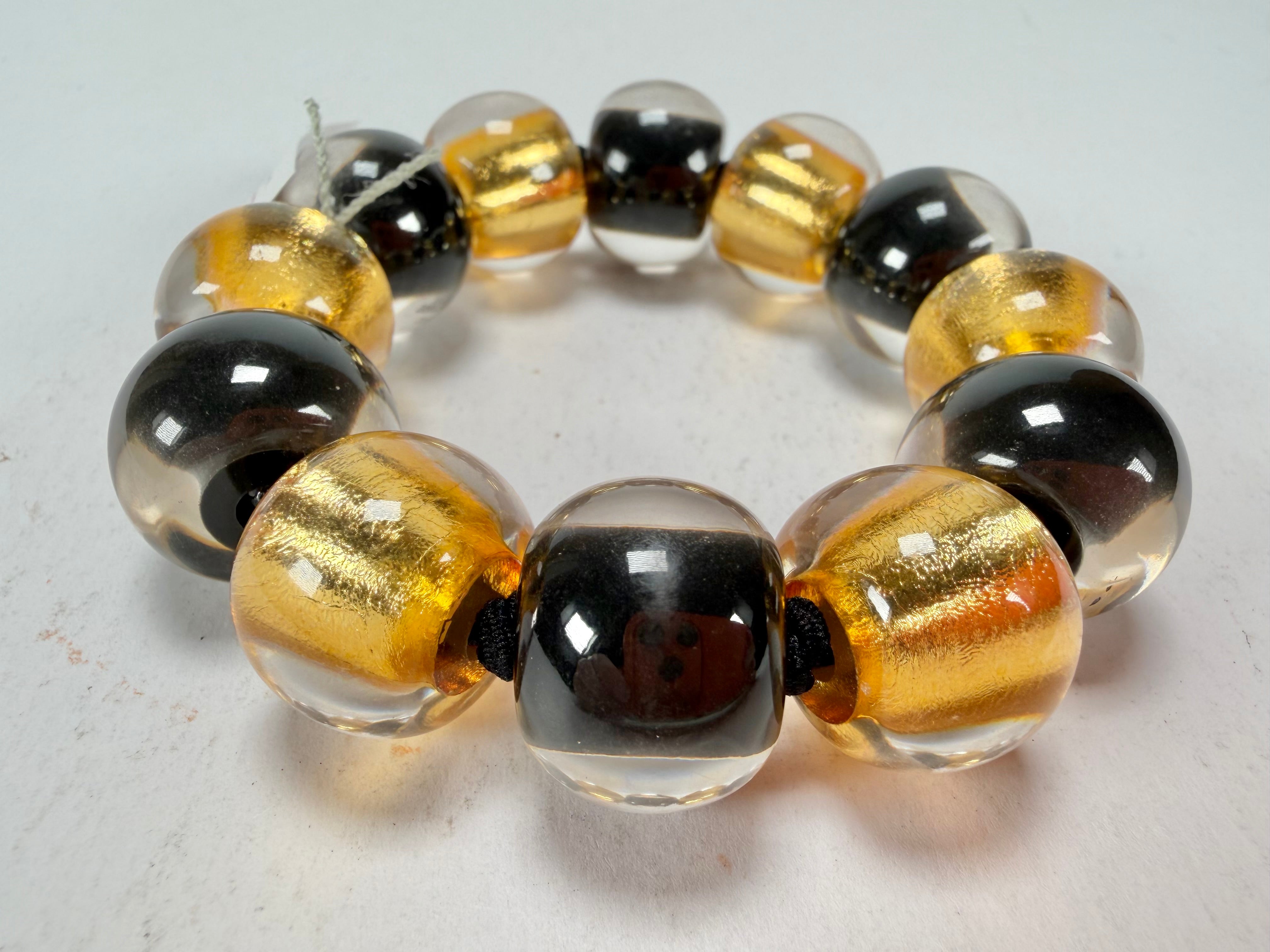 Zsiska - Radiance Gold & Black Large Resin Bracelet ( 8000301GF01Q0L )