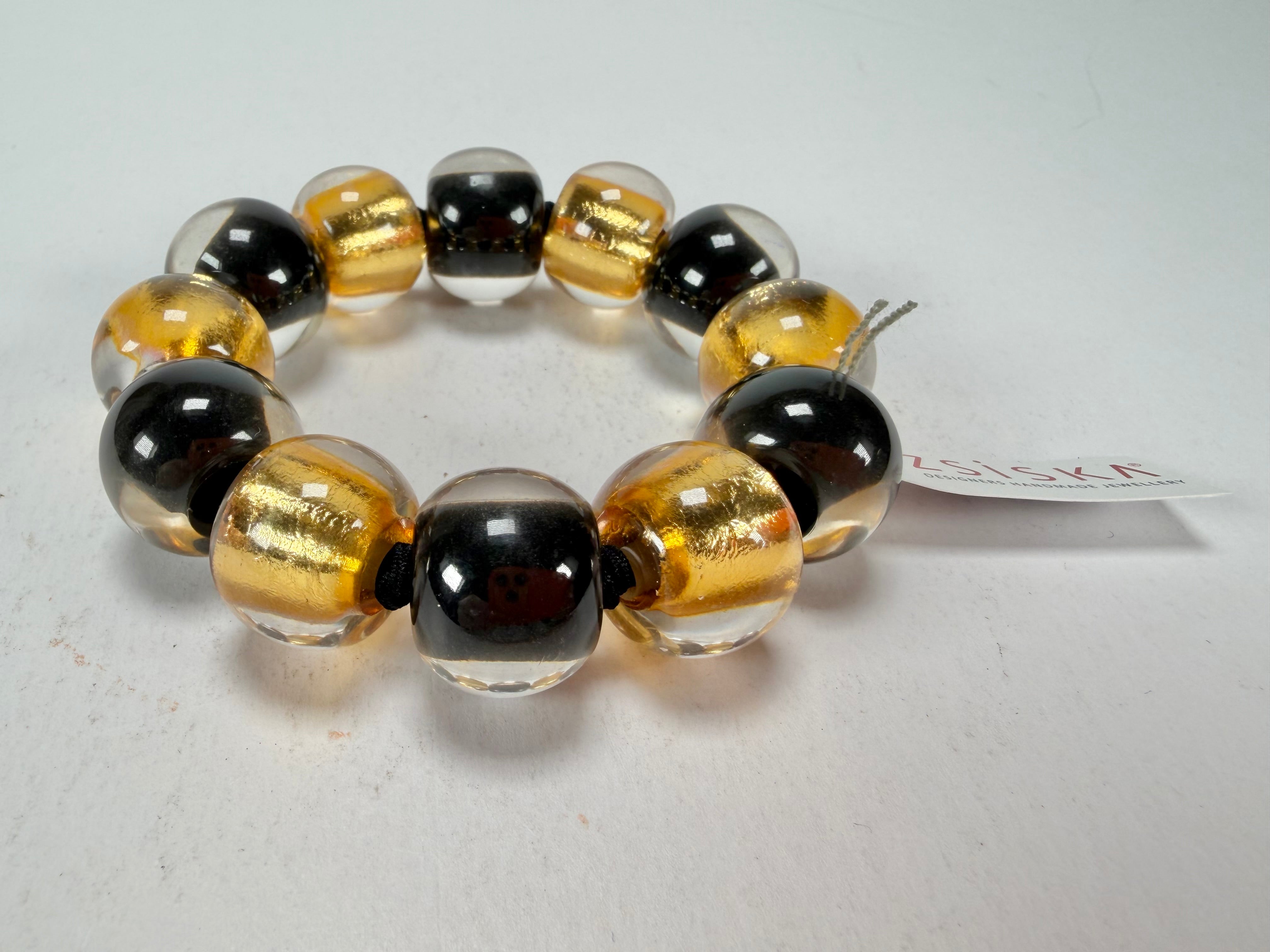 Zsiska - Radiance Gold & Black Large Resin Bracelet ( 8000301GF01Q0L )