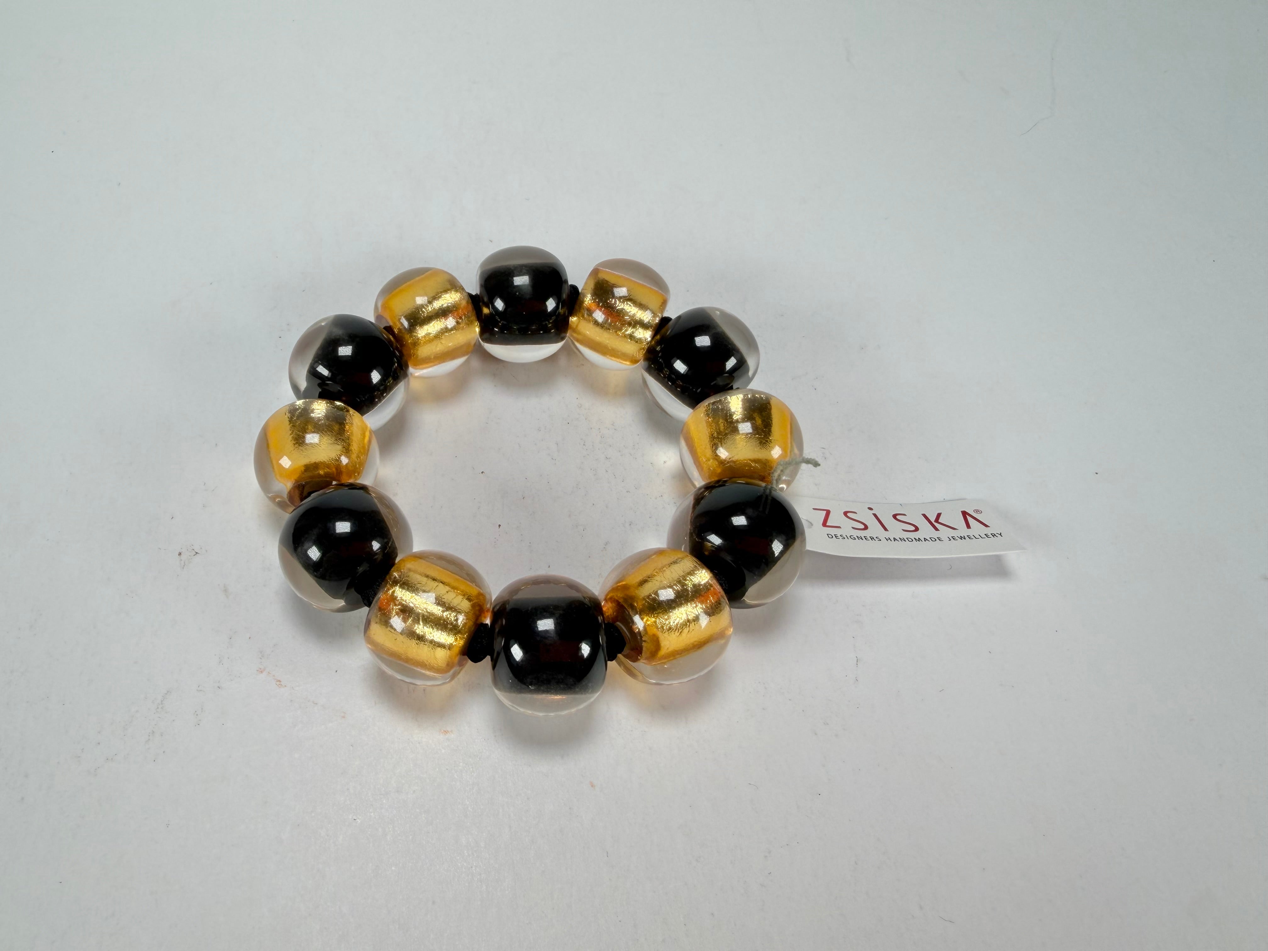 Zsiska - Radiance Gold & Black Large Resin Bracelet ( 8000301GF01Q0L )