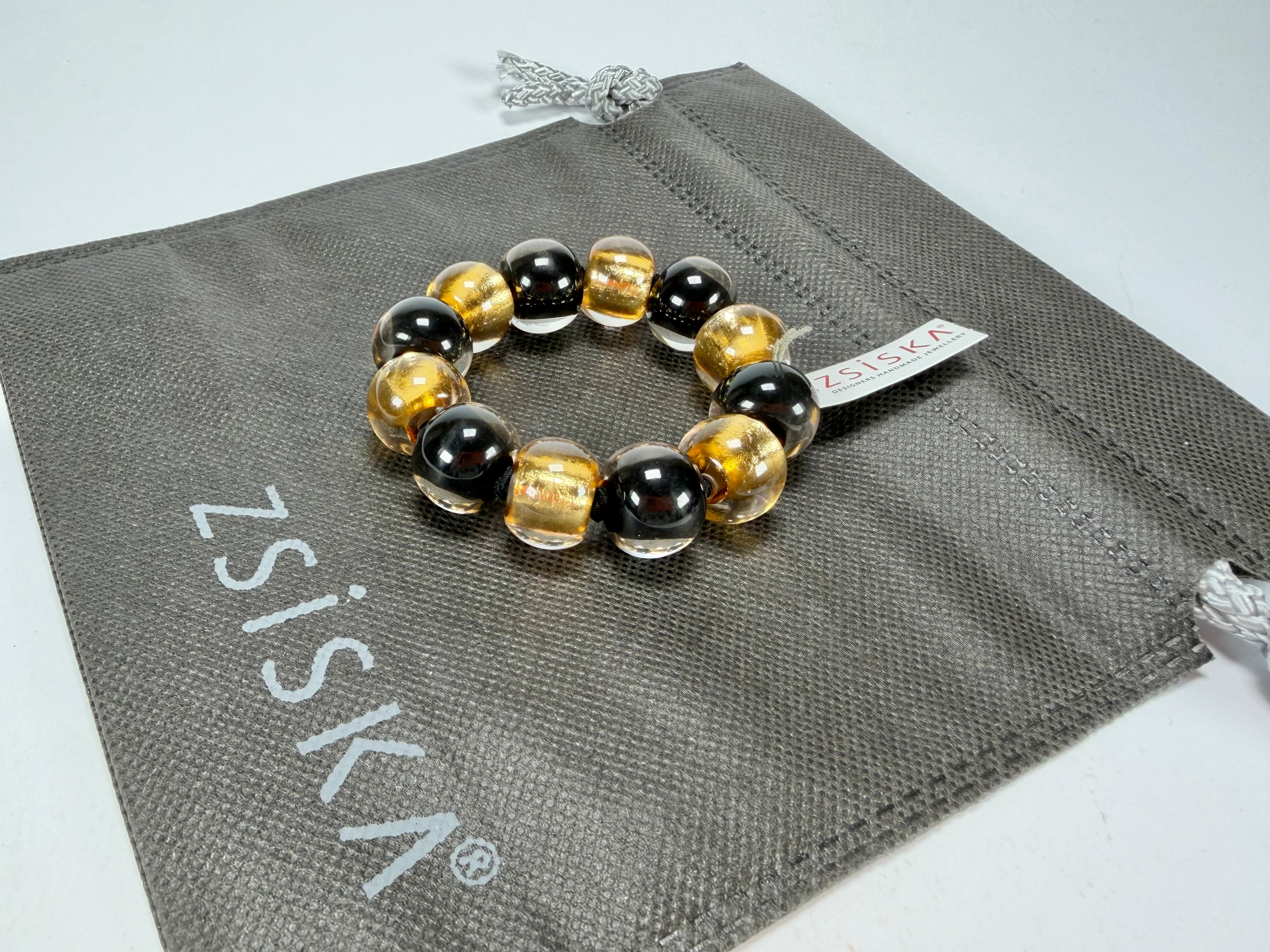 Zsiska - Radiance Gold & Black Large Resin Bracelet ( 8000301GF01Q0L )