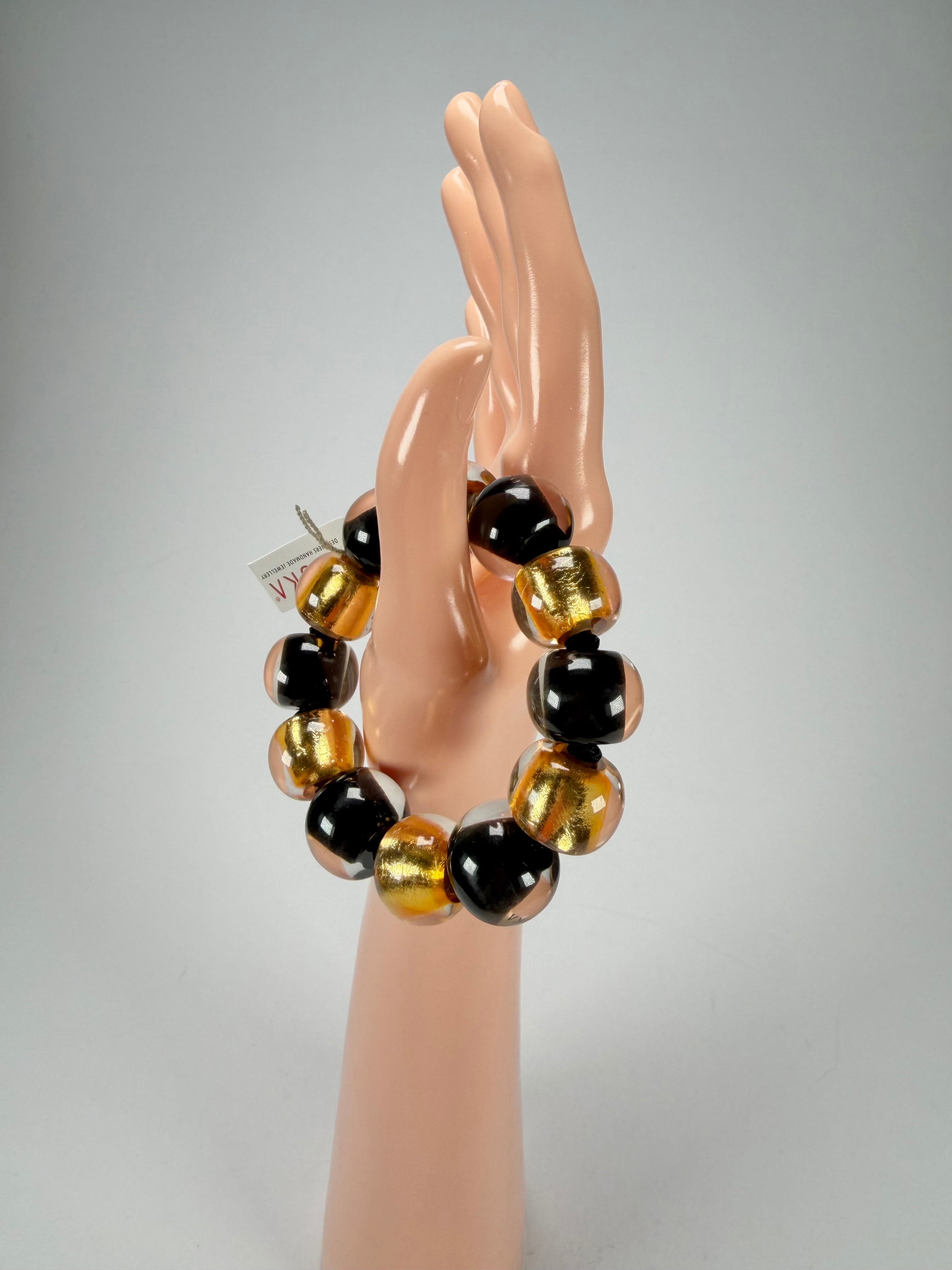 Zsiska - Radiance Gold & Black Large Resin Bracelet ( 8000301GF01Q0L )