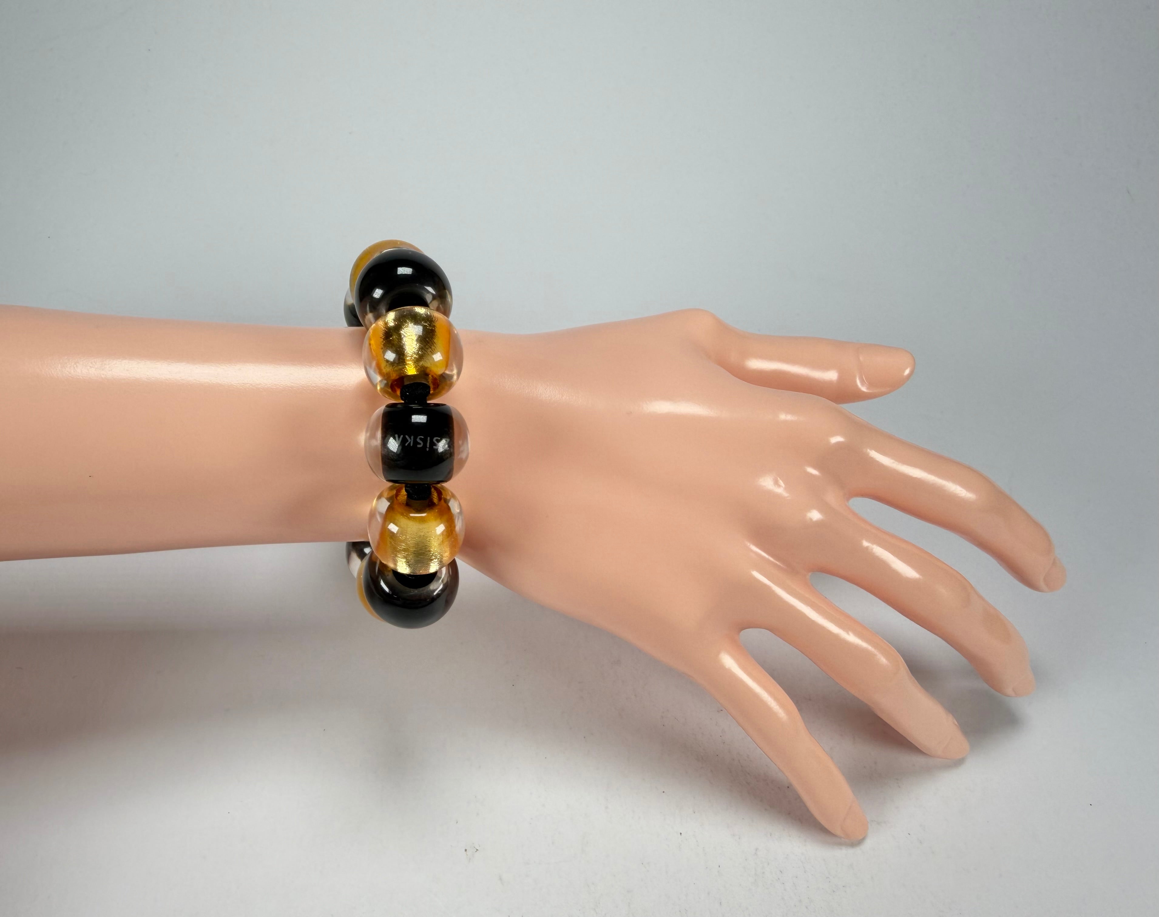 Zsiska - Radiance Gold & Black Large Resin Bracelet ( 8000301GF01Q0L )