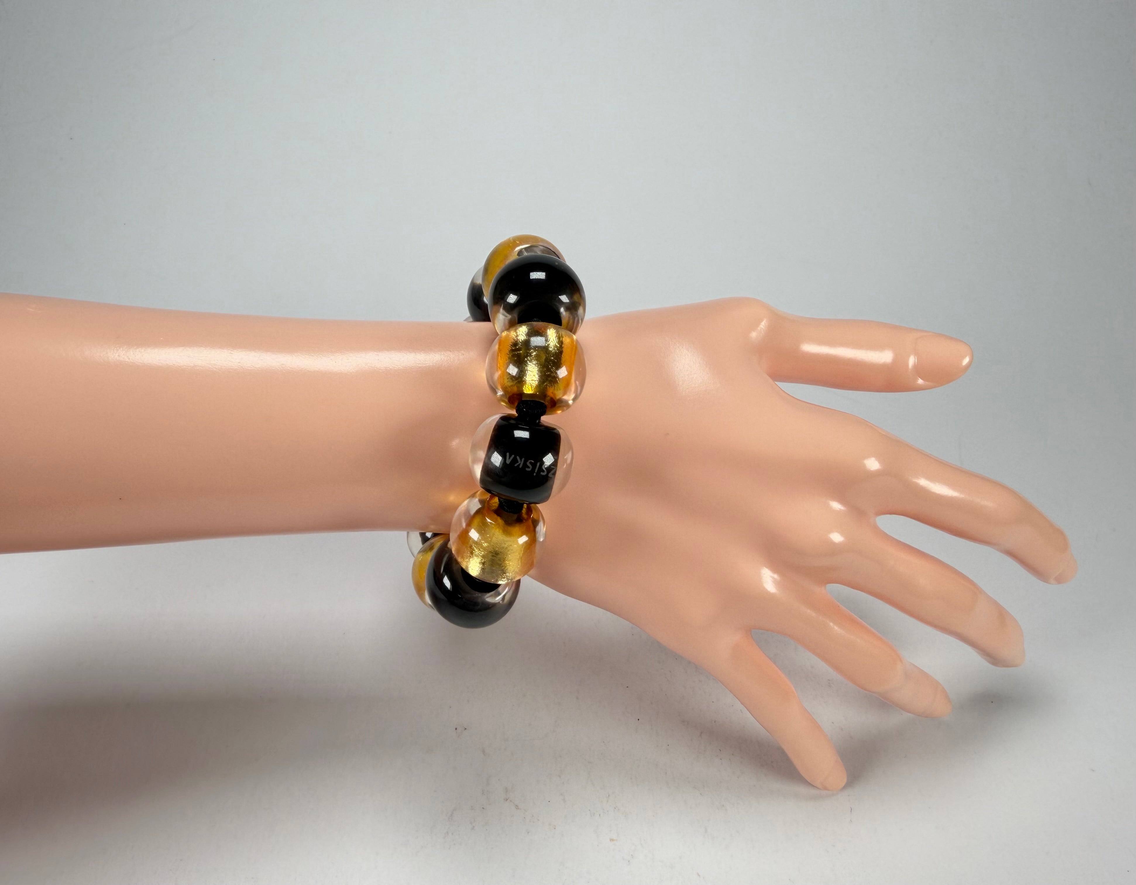Zsiska - Radiance Gold & Black Large Resin Bracelet ( 8000301GF01Q0L )