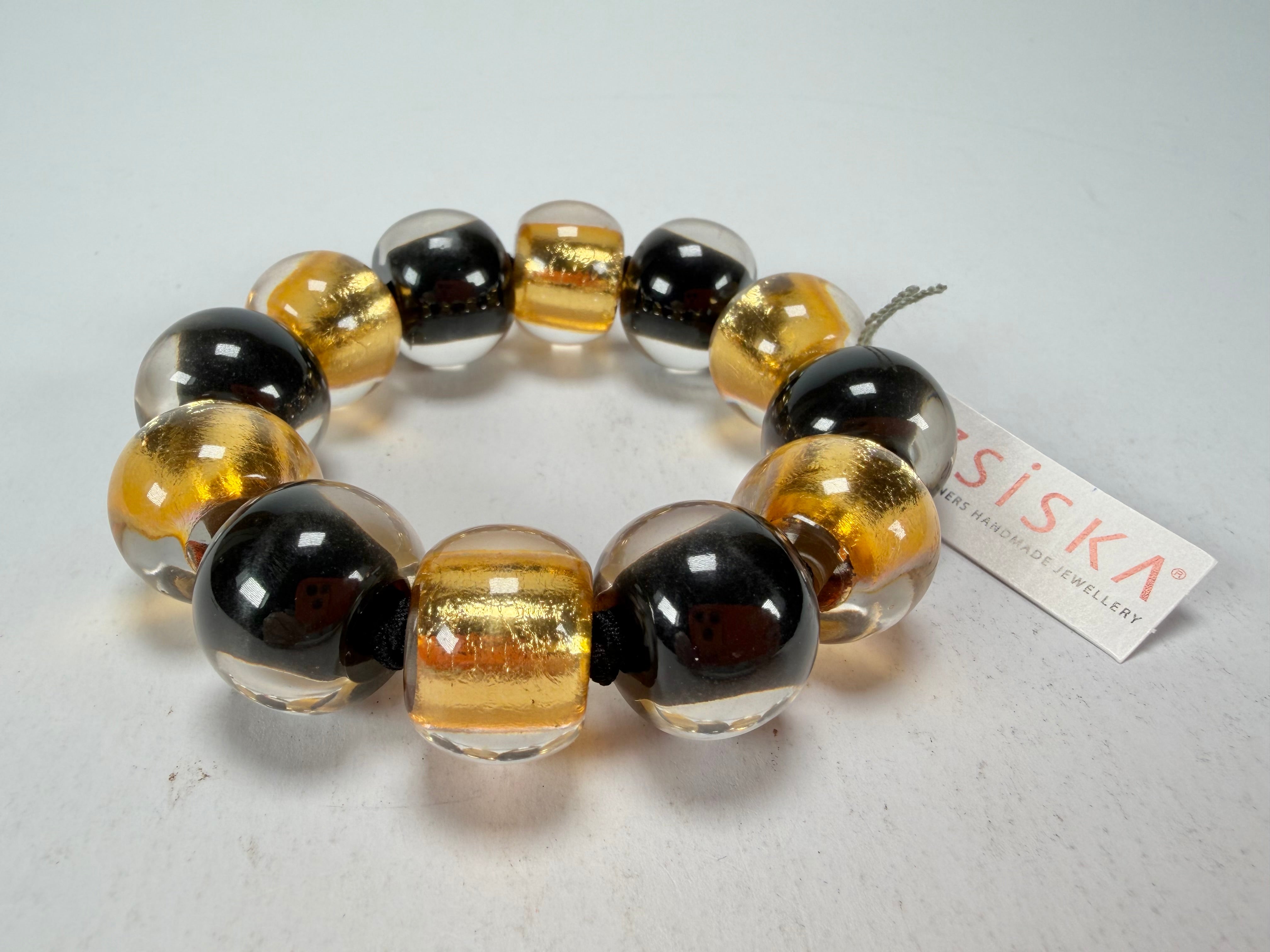 Zsiska - Radiance Gold & Black Large Resin Bracelet ( 8000301GF01Q0L )