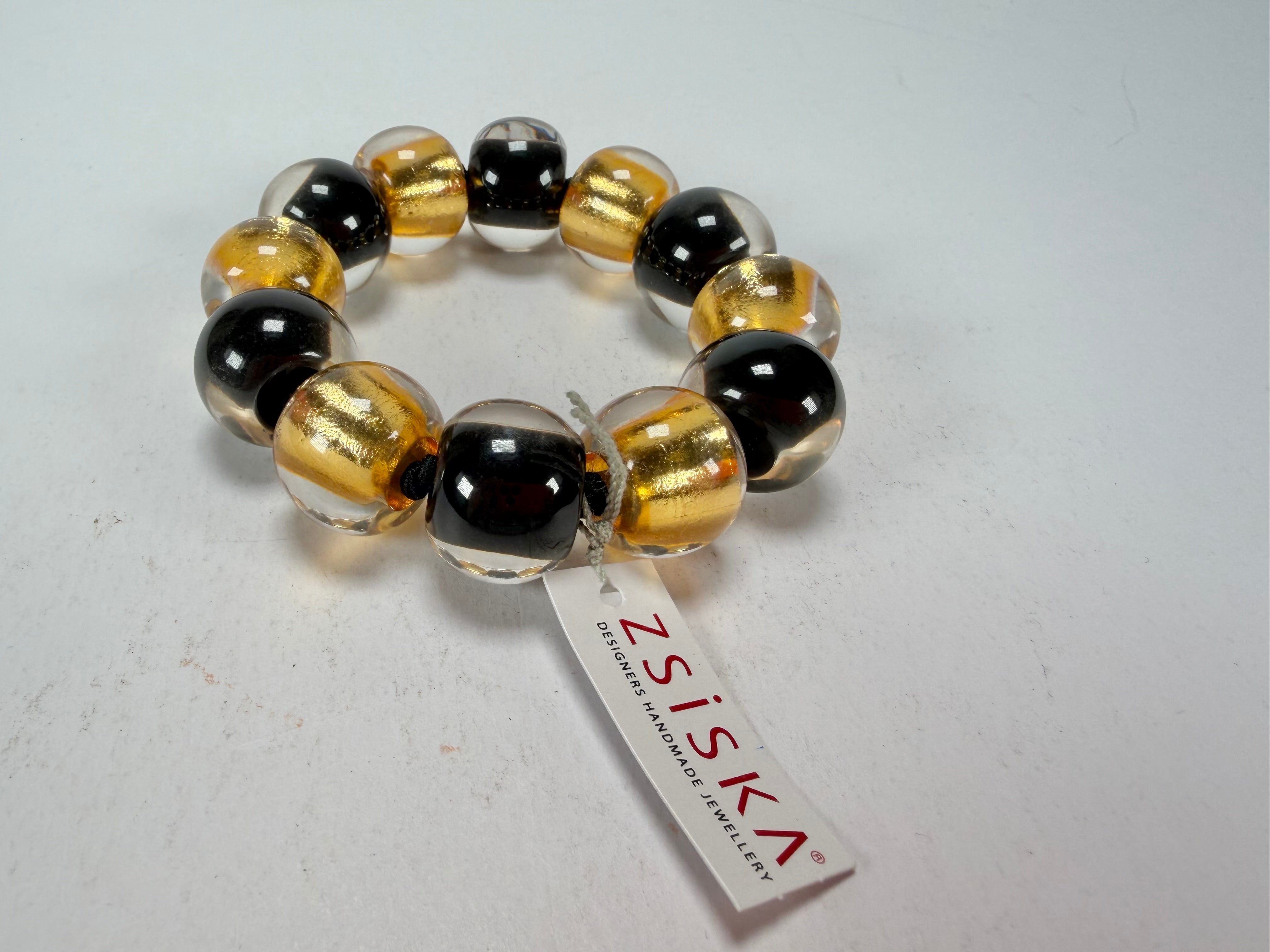 Zsiska - Radiance Gold & Black Large Resin Bracelet ( 8000301GF01Q0L )
