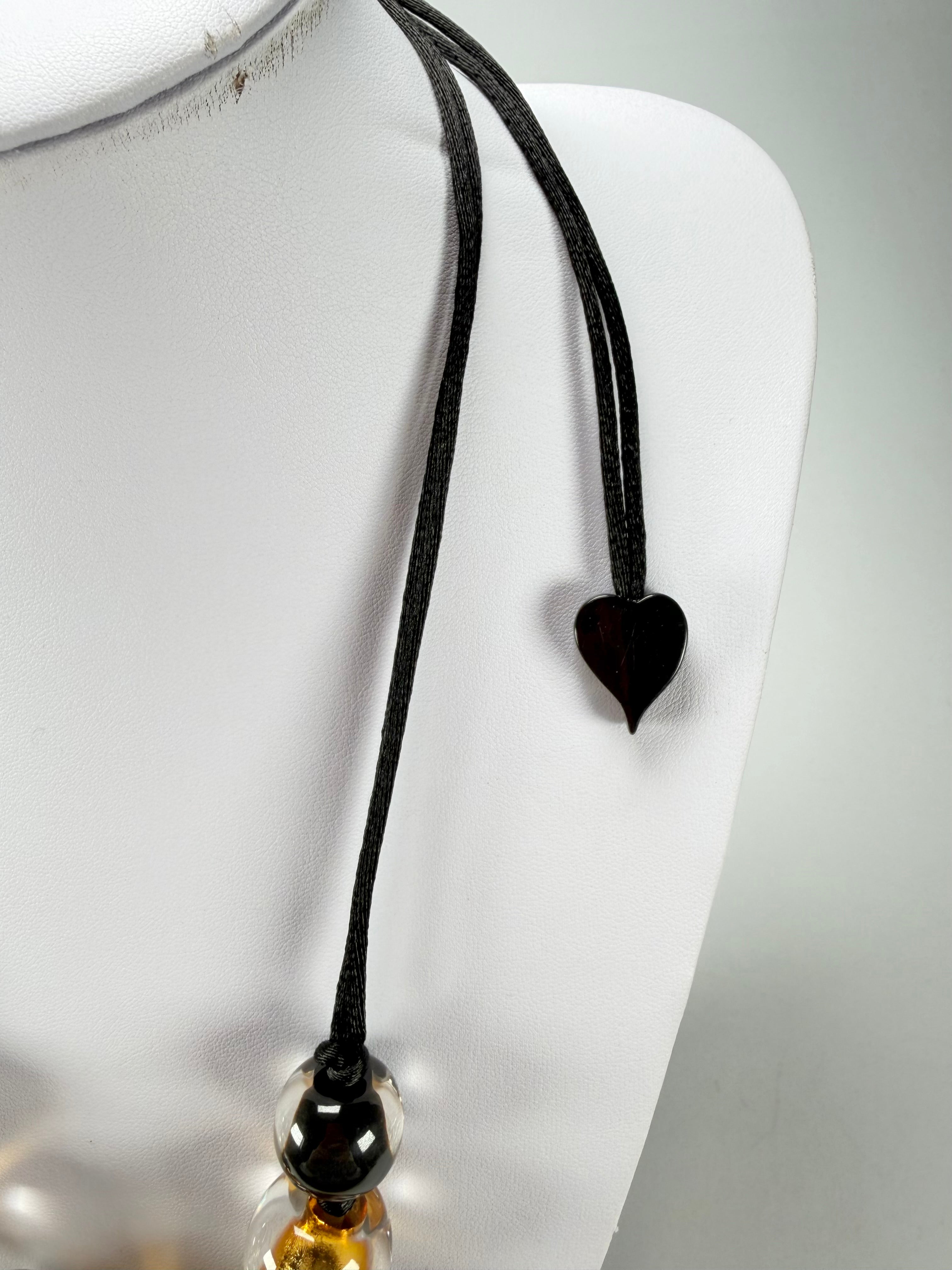 Zsiska - Radiance 7 Bead Black & Gold Resin Necklace ( 8000101GF01Q07 )