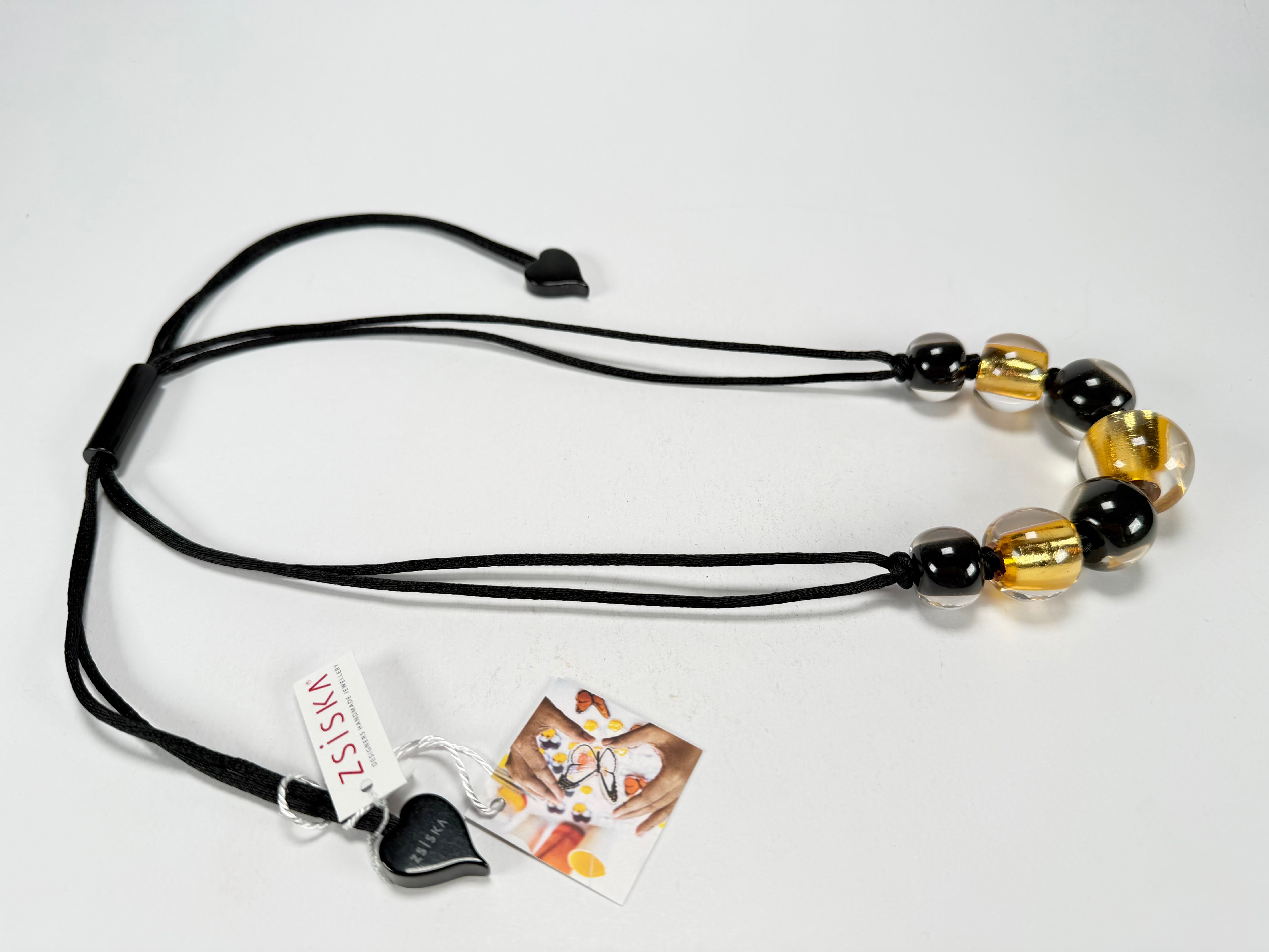 Zsiska - Radiance 7 Bead Black & Gold Resin Necklace ( 8000101GF01Q07 )