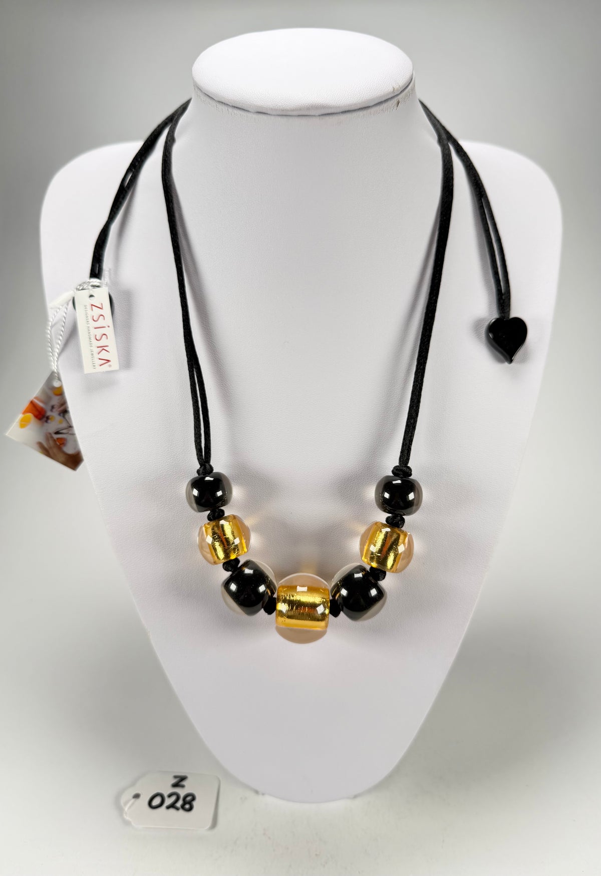 Zsiska - Radiance 7 Bead Black & Gold Resin Necklace ( 8000101GF01Q07 )