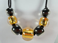 Zsiska - Radiance 7 Bead Black & Gold Resin Necklace ( 8000101GF01Q07 )