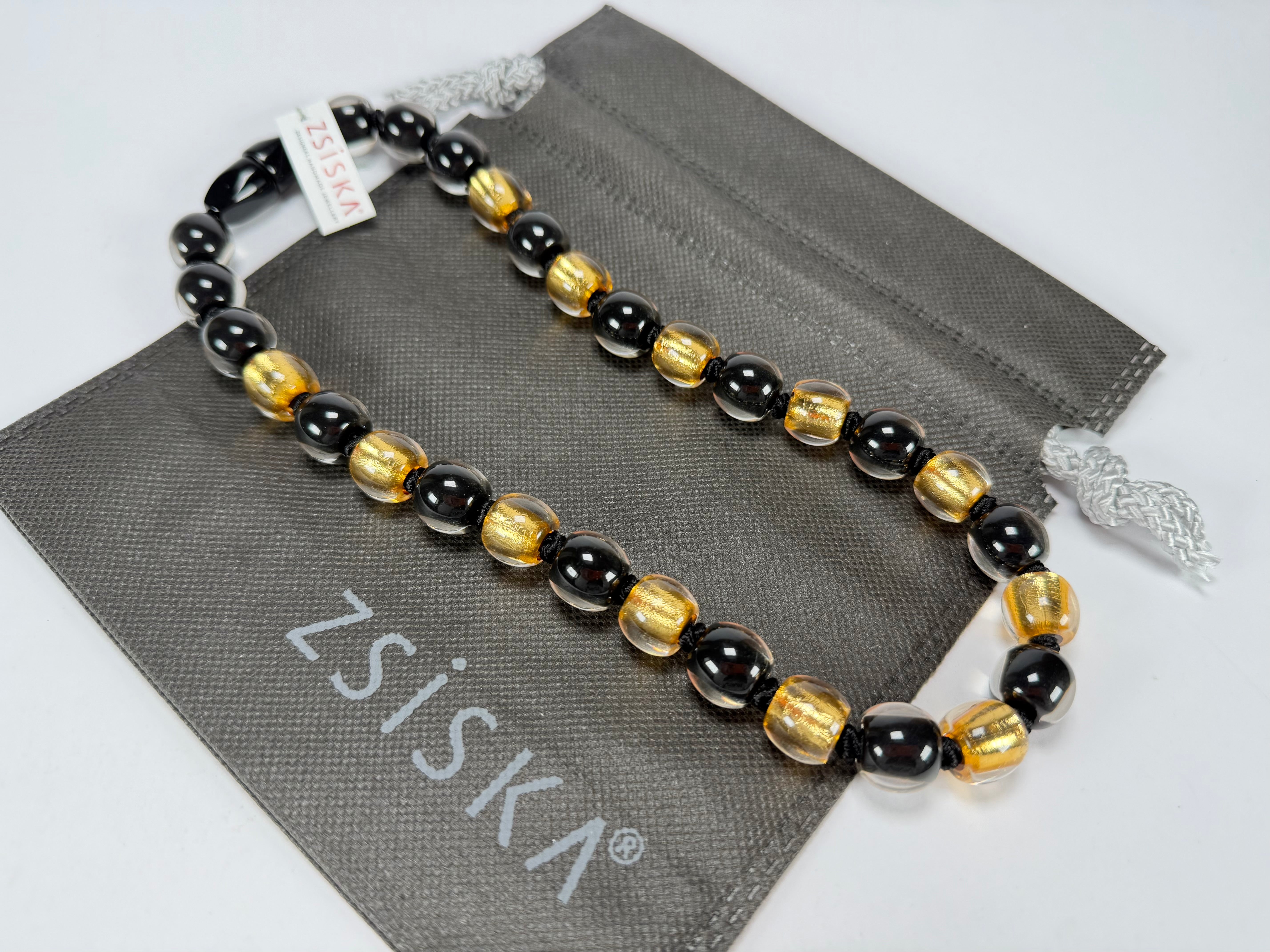 Zsiska - Radiance 29 Bead Black & Gold Resin Necklace ( 8000150GF01Q29 )