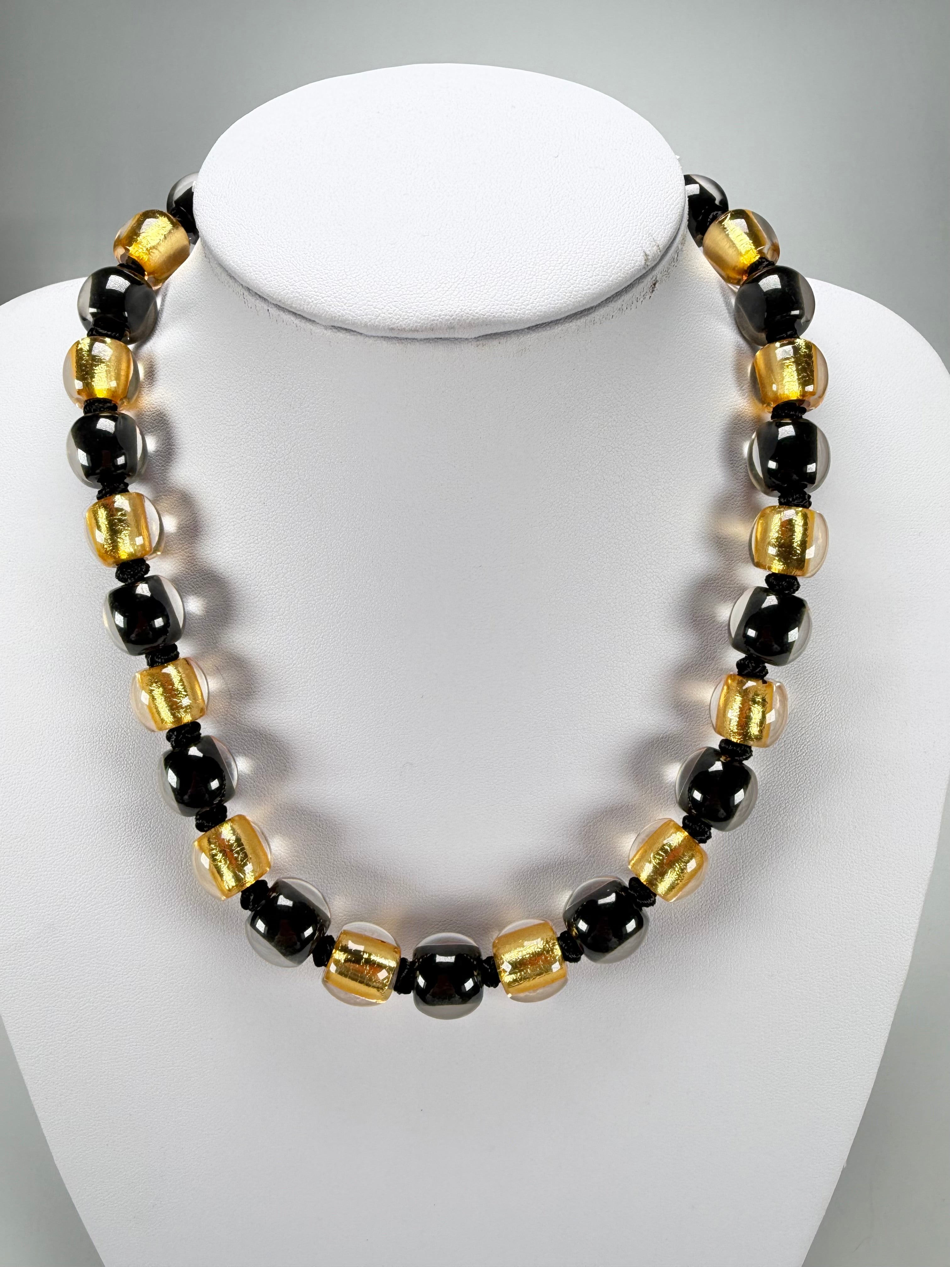 Zsiska - Radiance 29 Bead Black & Gold Resin Necklace ( 8000150GF01Q29 )