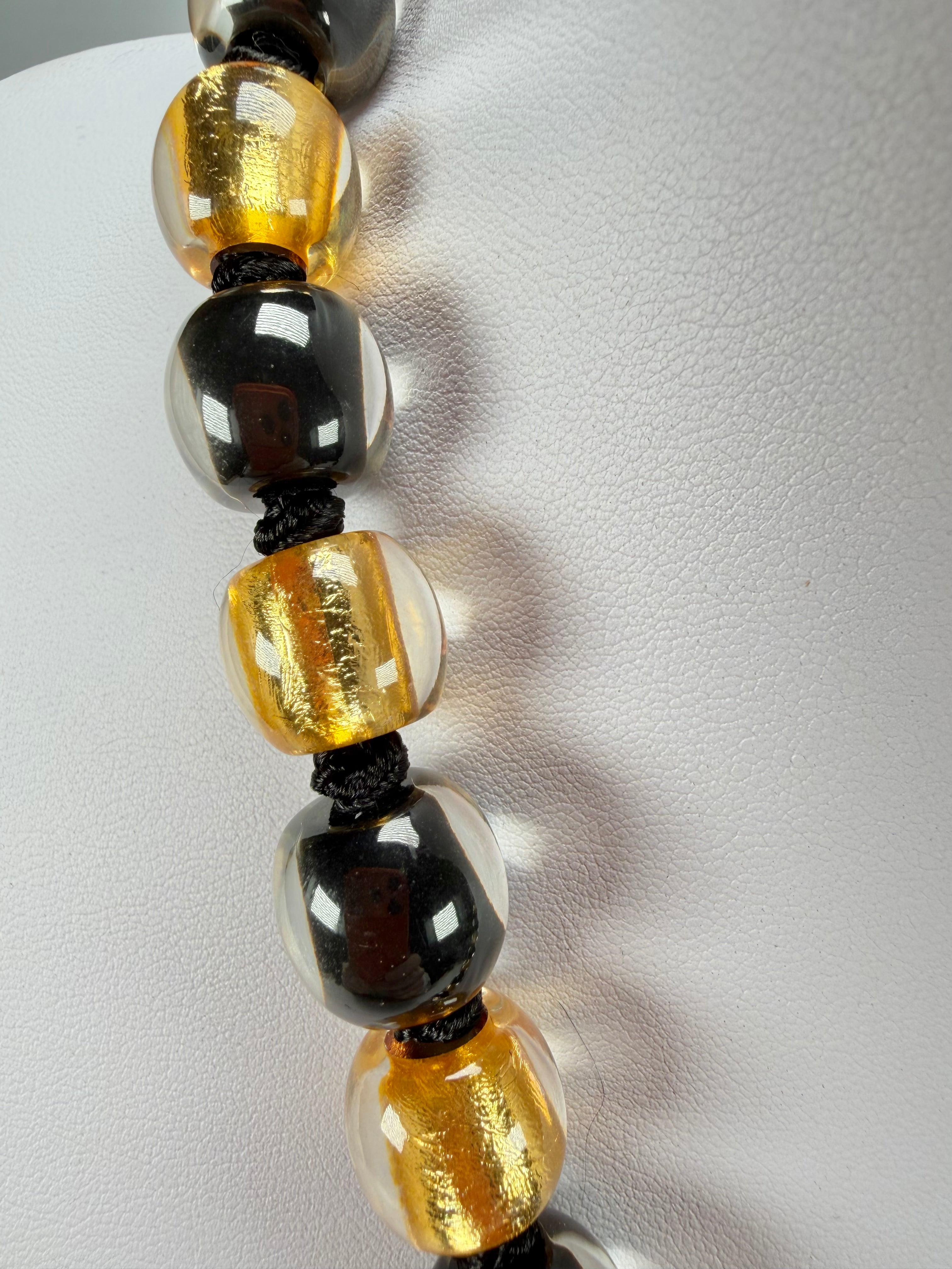 Zsiska - Radiance 29 Bead Black & Gold Resin Necklace ( 8000150GF01Q29 )
