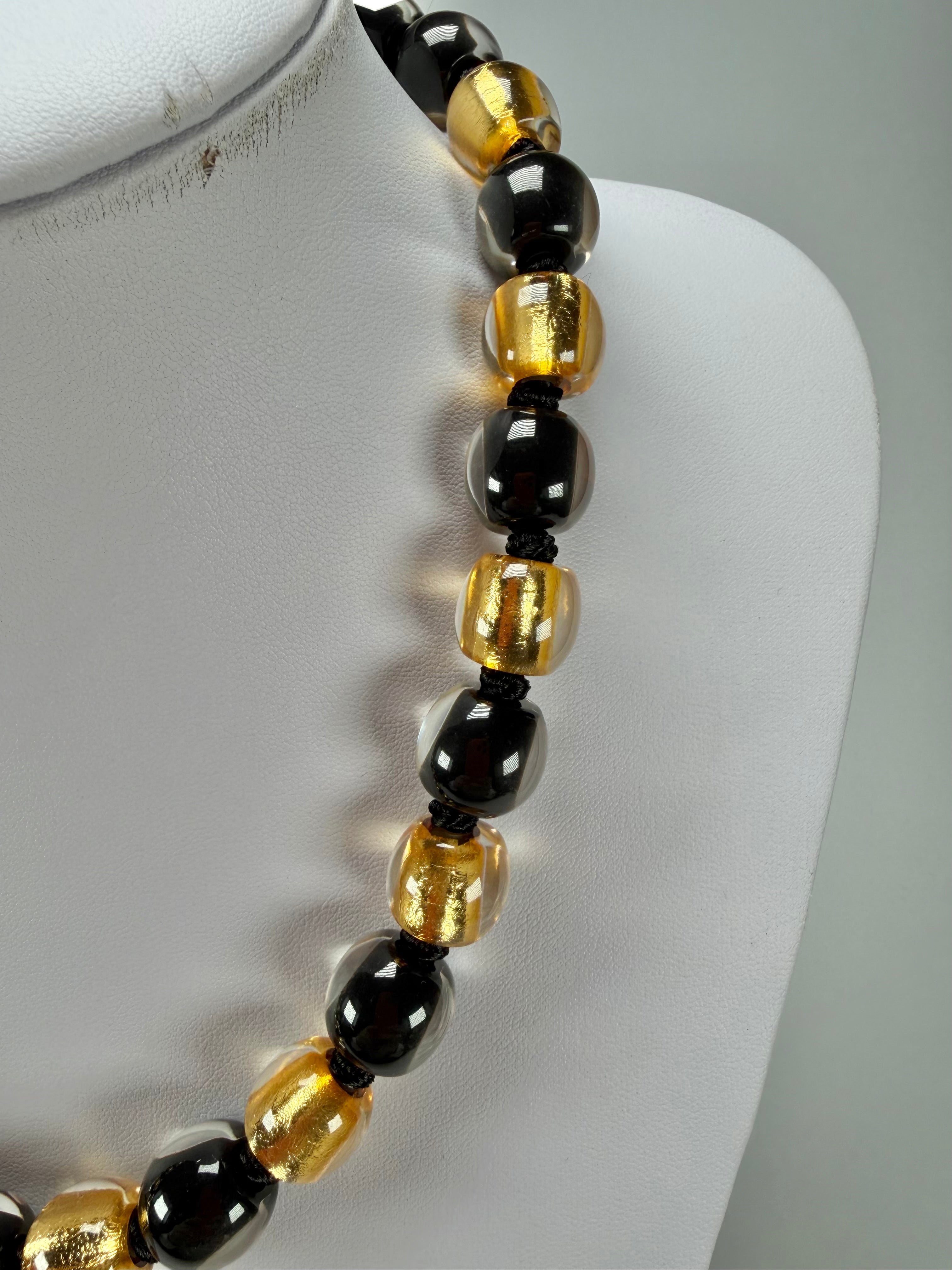 Zsiska - Radiance 29 Bead Black & Gold Resin Necklace ( 8000150GF01Q29 )