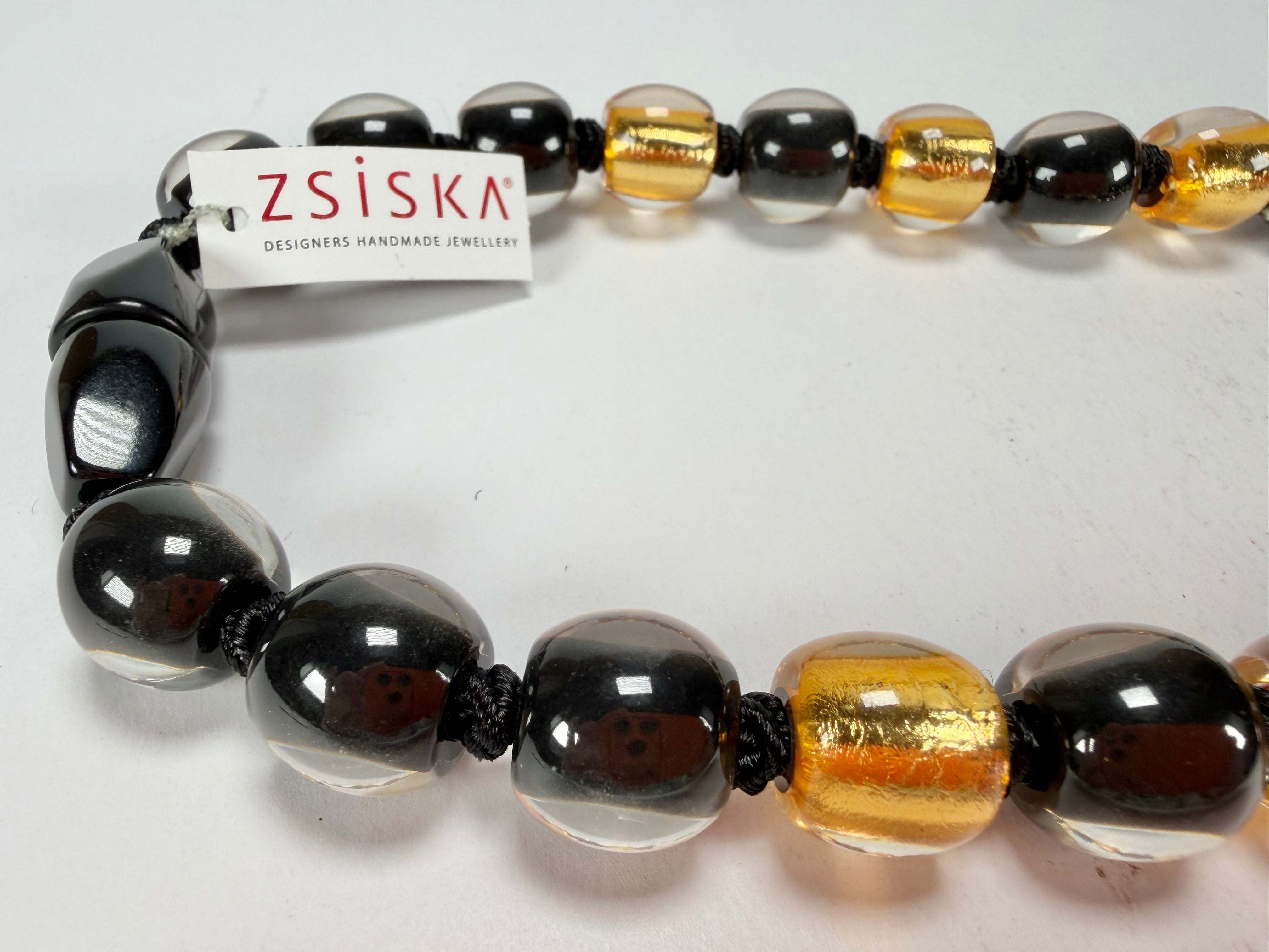 Zsiska - Radiance 29 Bead Black & Gold Resin Necklace ( 8000150GF01Q29 )