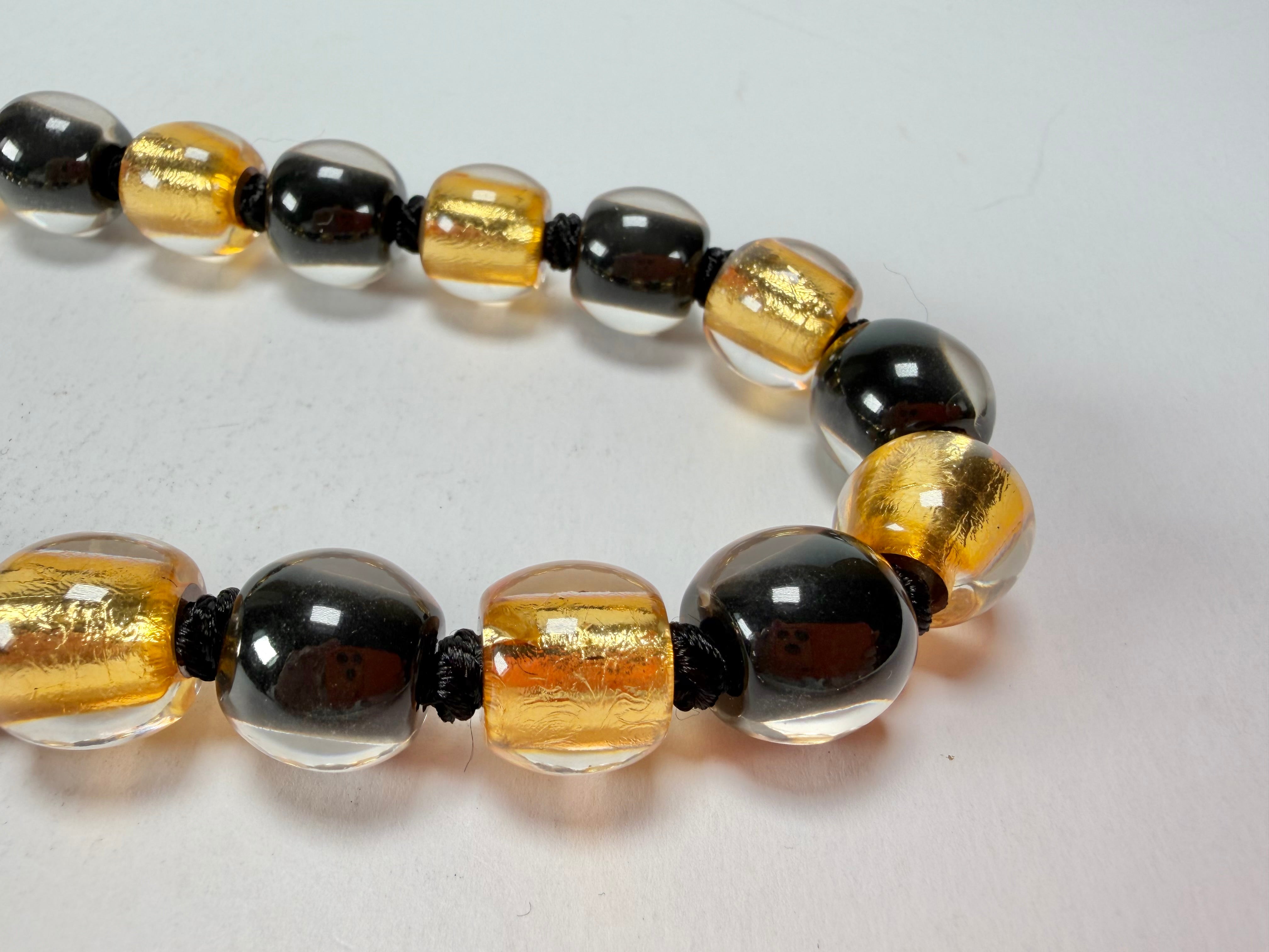 Zsiska - Radiance 29 Bead Black & Gold Resin Necklace ( 8000150GF01Q29 )