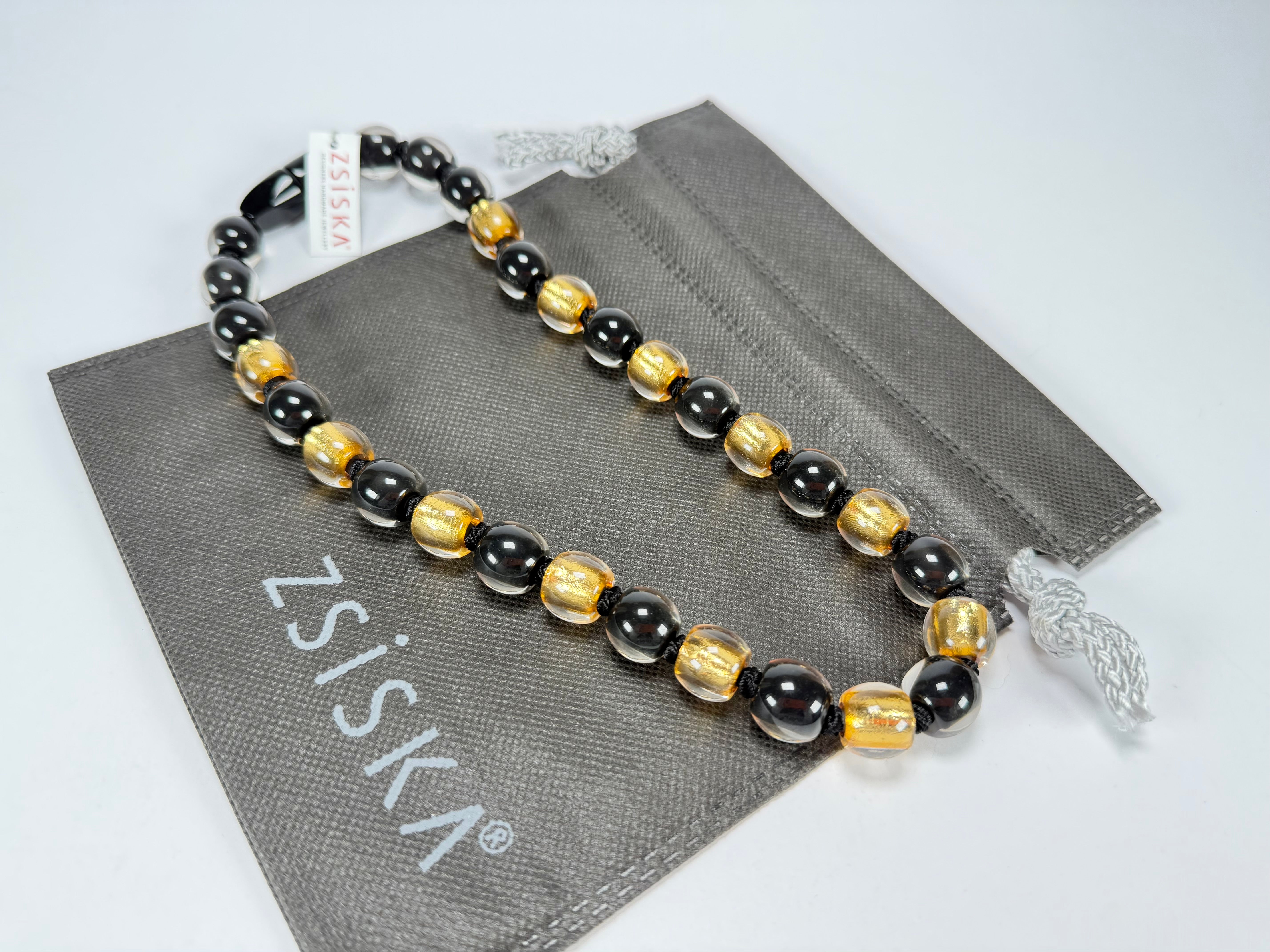 Zsiska - Radiance 29 Bead Black & Gold Resin Necklace ( 8000150GF01Q29 )