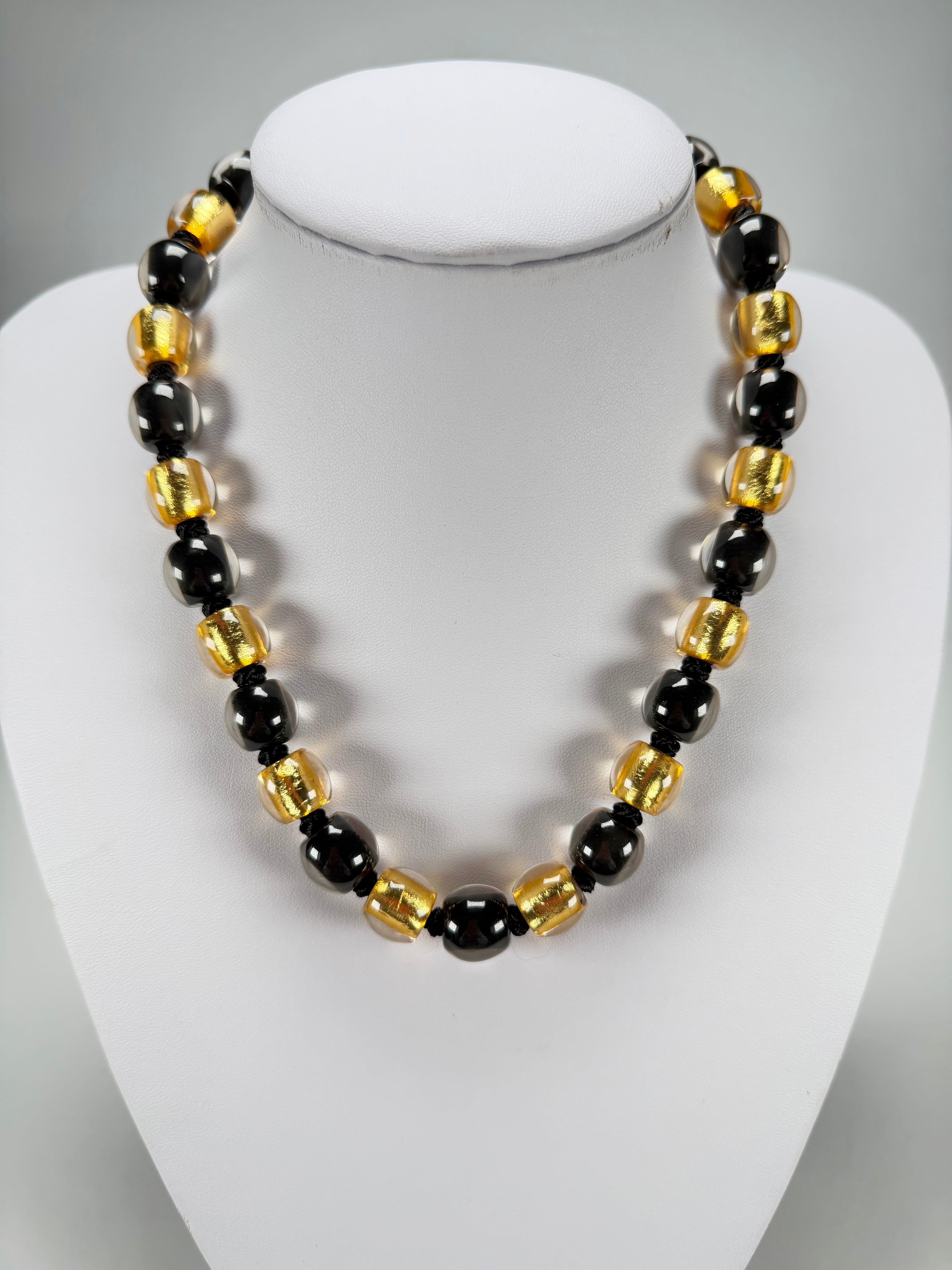 Zsiska - Radiance 29 Bead Black & Gold Resin Necklace ( 8000150GF01Q29 )