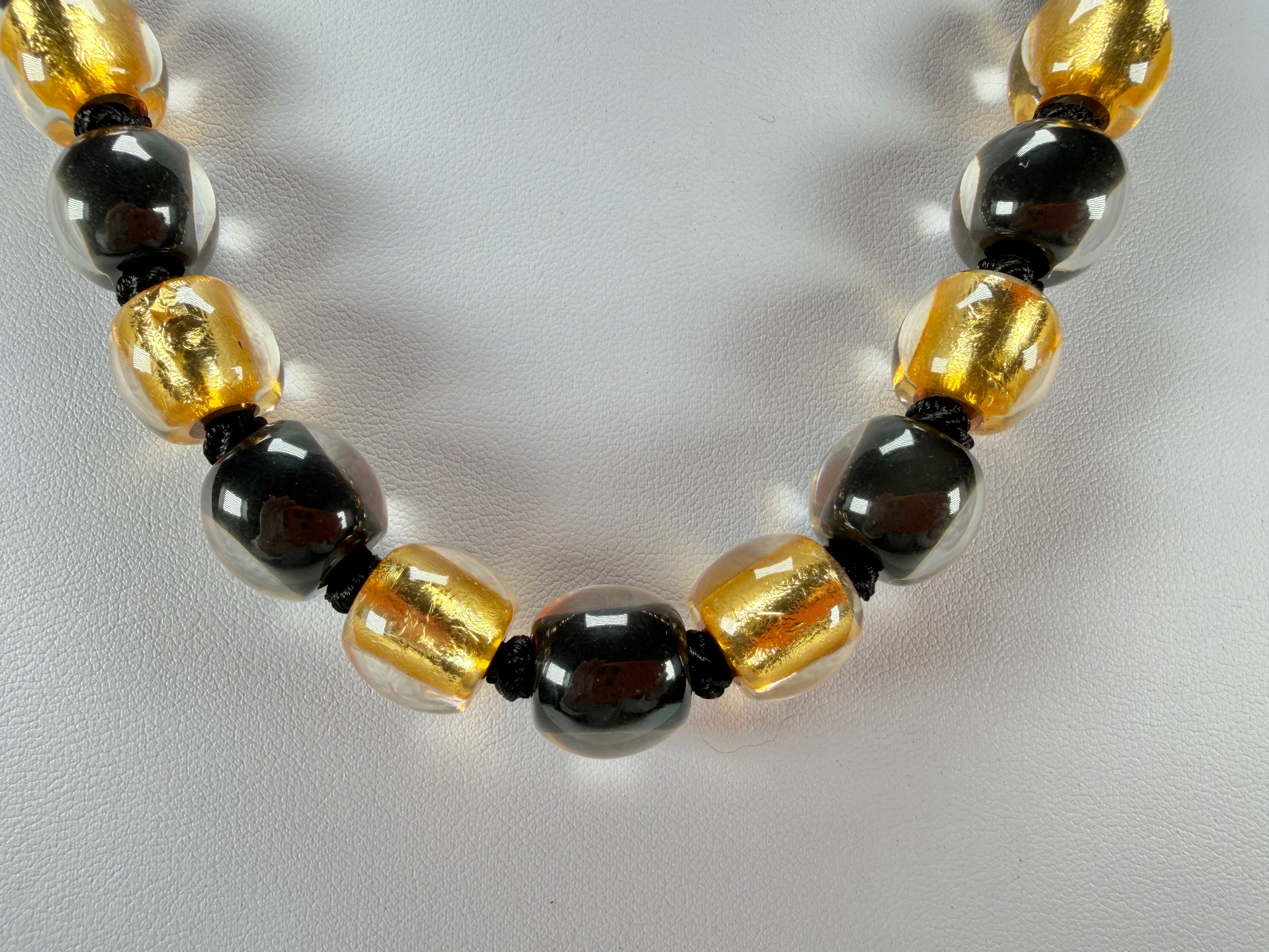Zsiska - Radiance 29 Bead Black & Gold Resin Necklace ( 8000150GF01Q29 )