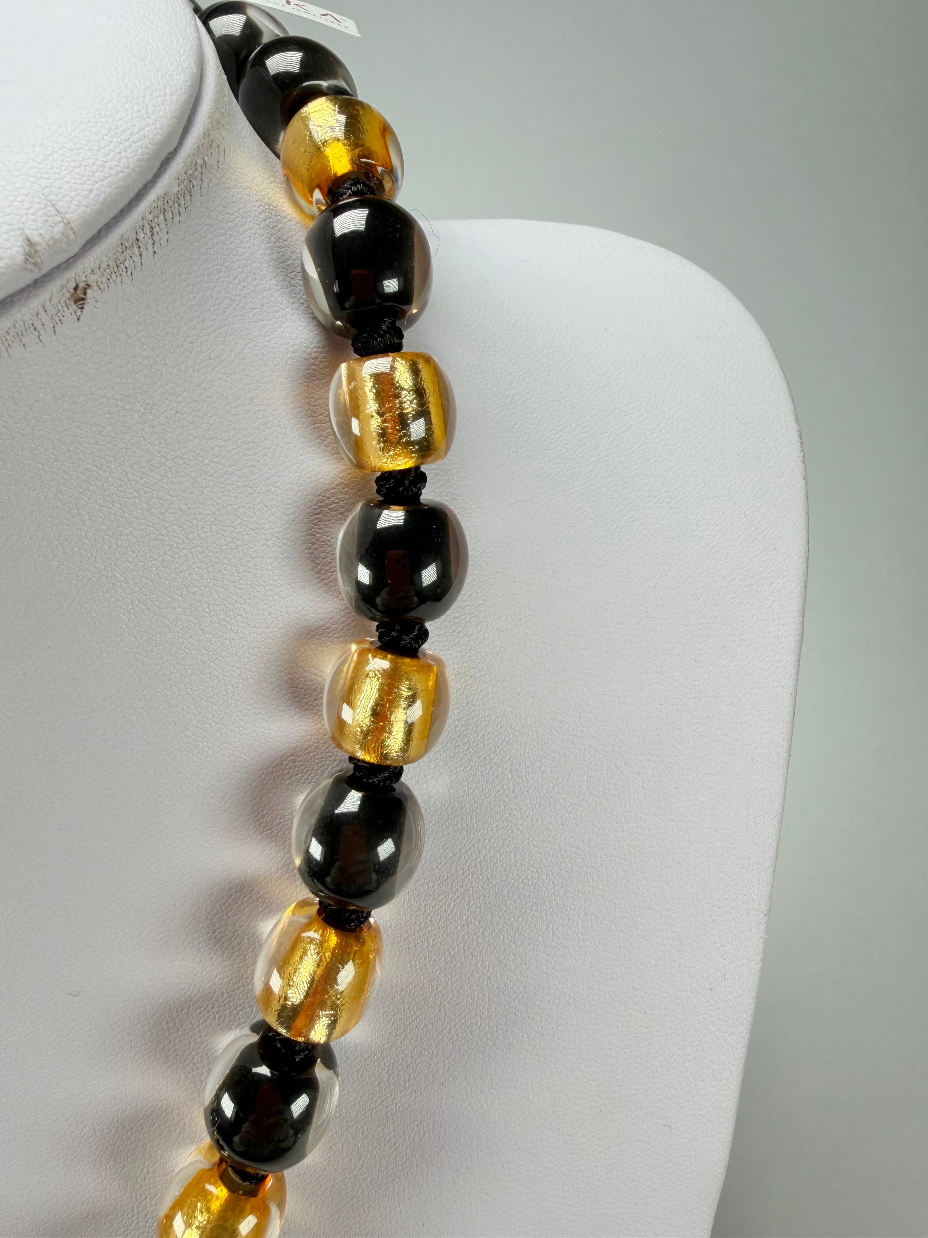 Zsiska - Radiance 29 Bead Black & Gold Resin Necklace ( 8000150GF01Q29 )
