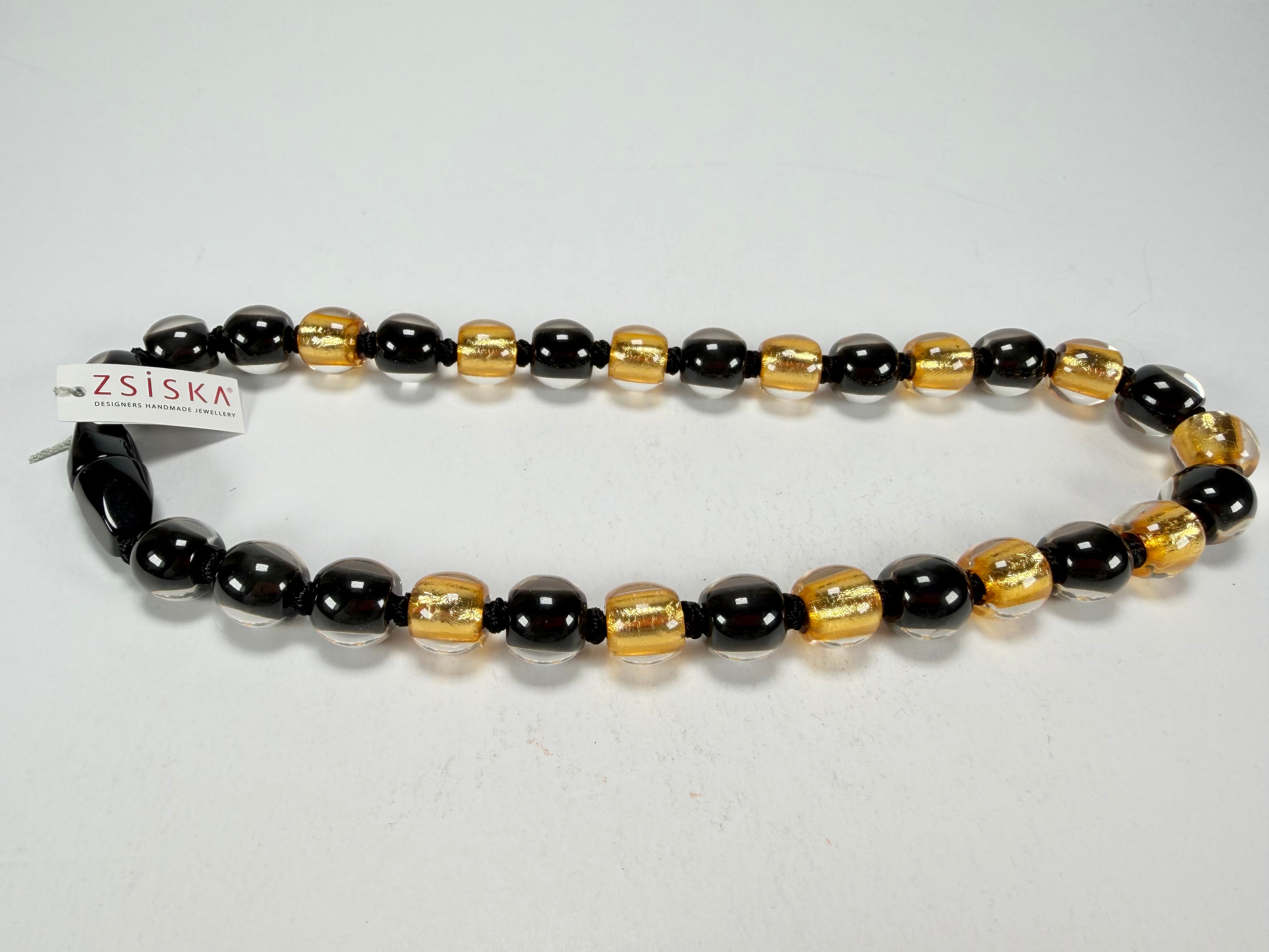 Zsiska - Radiance 29 Bead Black & Gold Resin Necklace ( 8000150GF01Q29 )