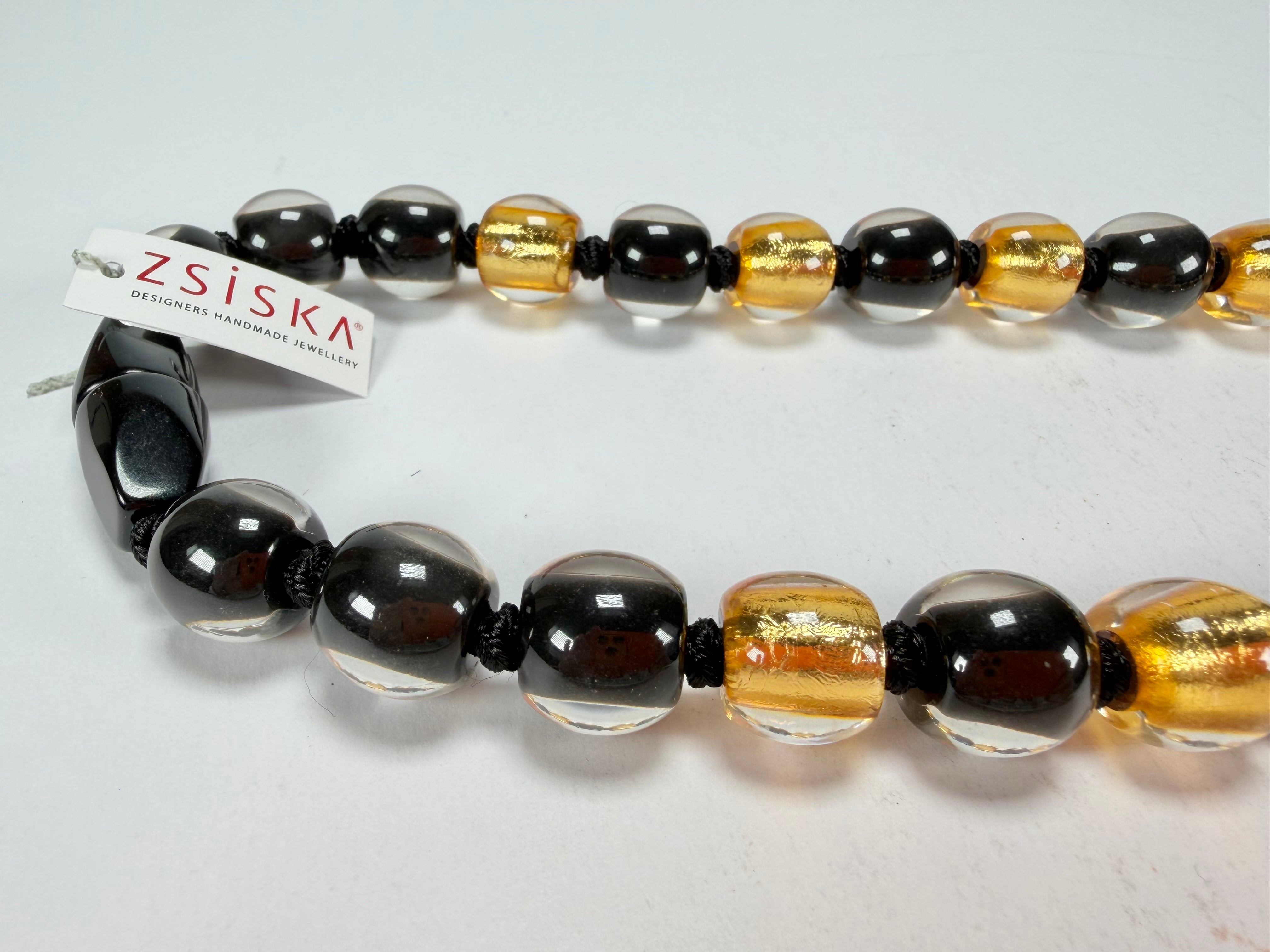 Zsiska - Radiance 29 Bead Black & Gold Resin Necklace ( 8000150GF01Q29 )