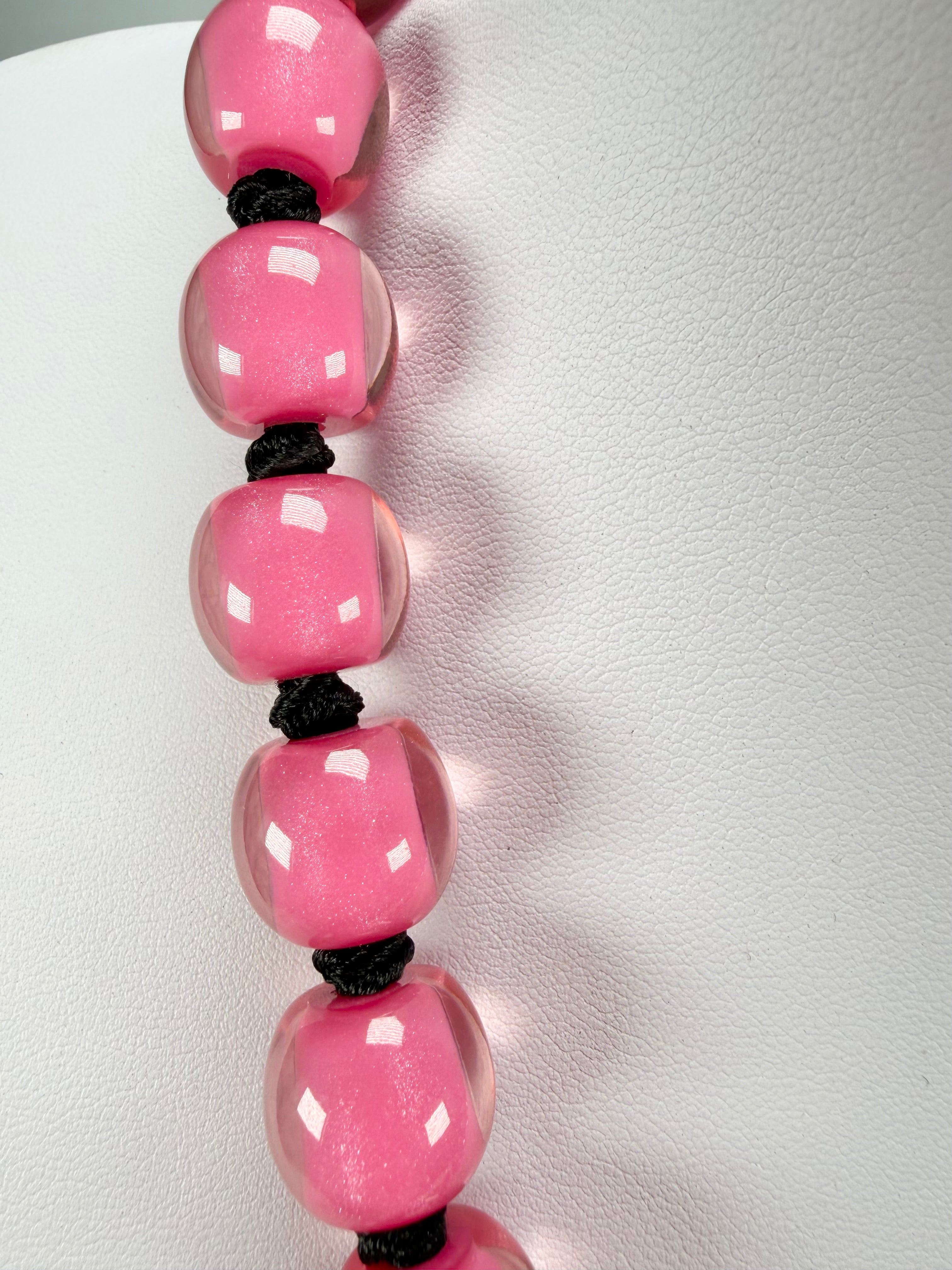 Zsiska - Colourful Beads 30 Bead Hot Pink Resin Necklace ( 40101199017Q30 )