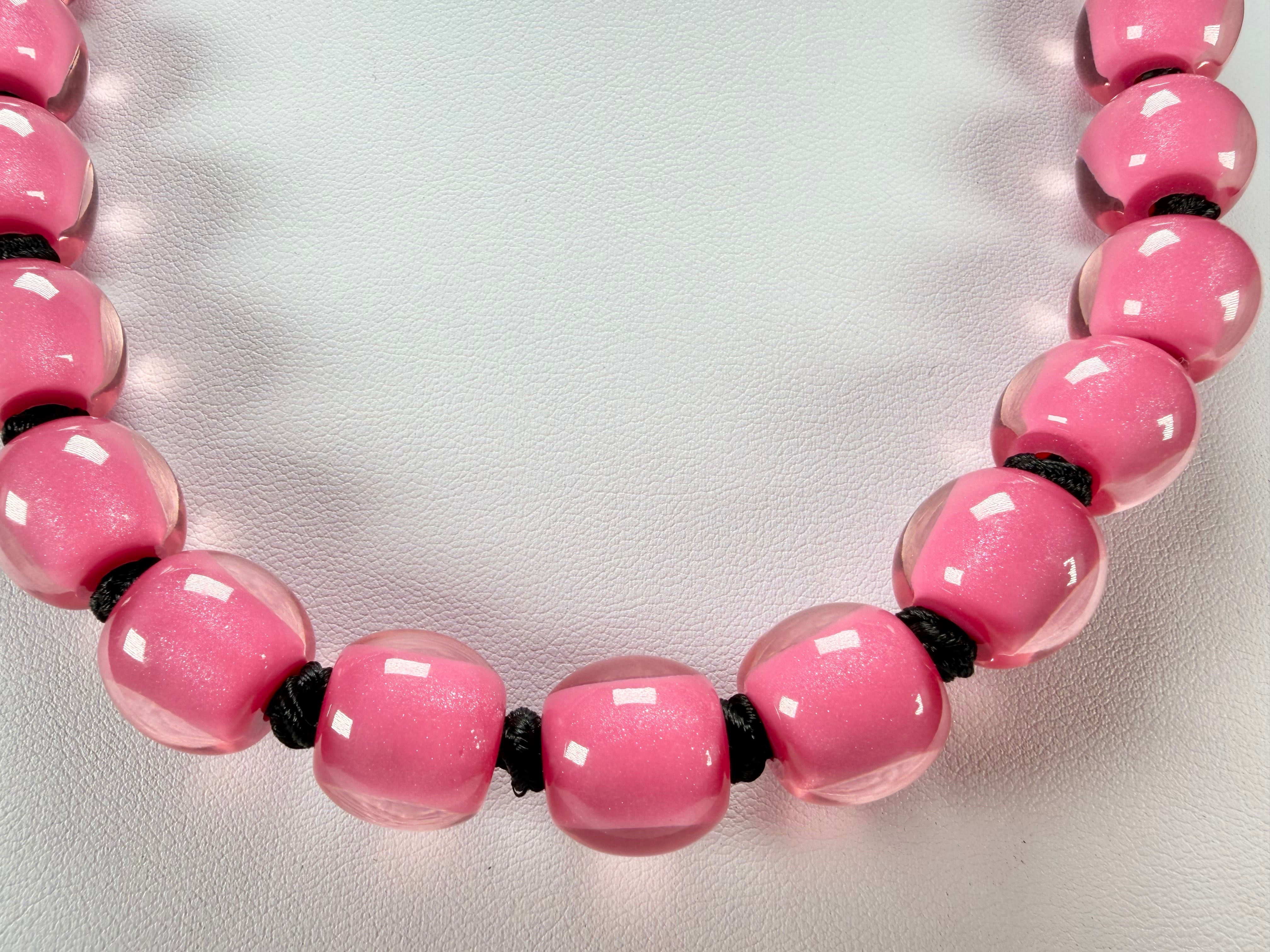 Zsiska - Colourful Beads 30 Bead Hot Pink Resin Necklace ( 40101199017Q30 )