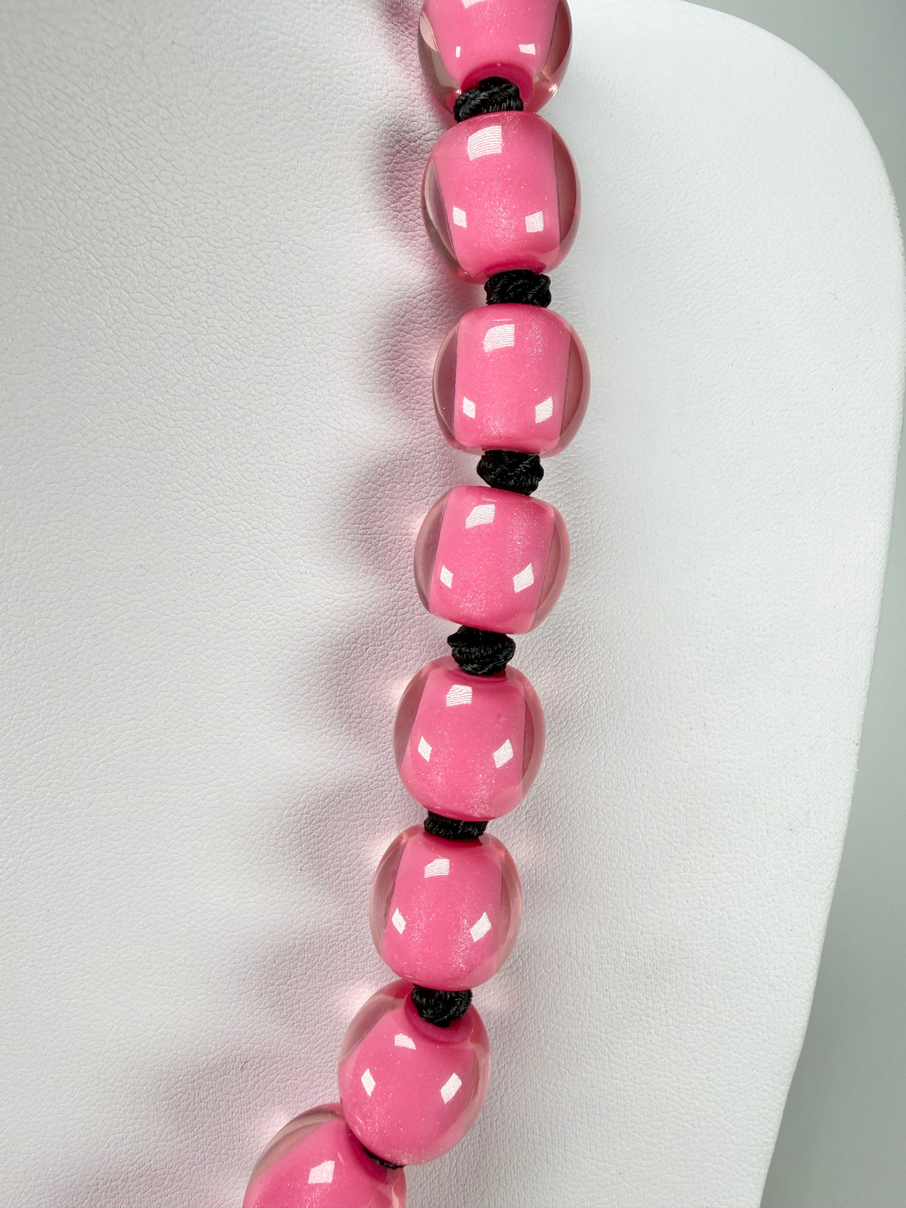 Zsiska - Colourful Beads 30 Bead Hot Pink Resin Necklace ( 40101199017Q30 )