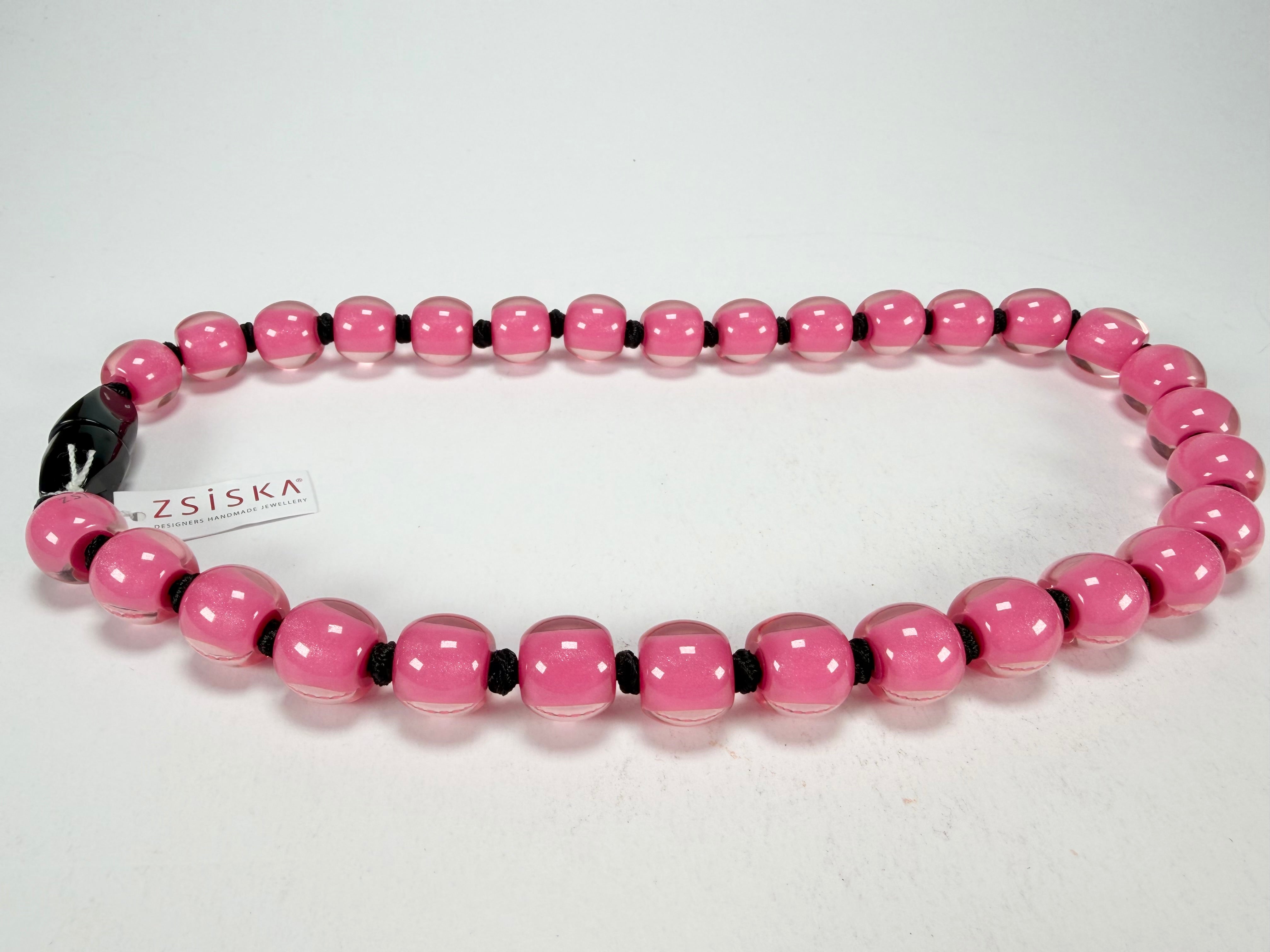 Zsiska - Colourful Beads 30 Bead Hot Pink Resin Necklace ( 40101199017Q30 )