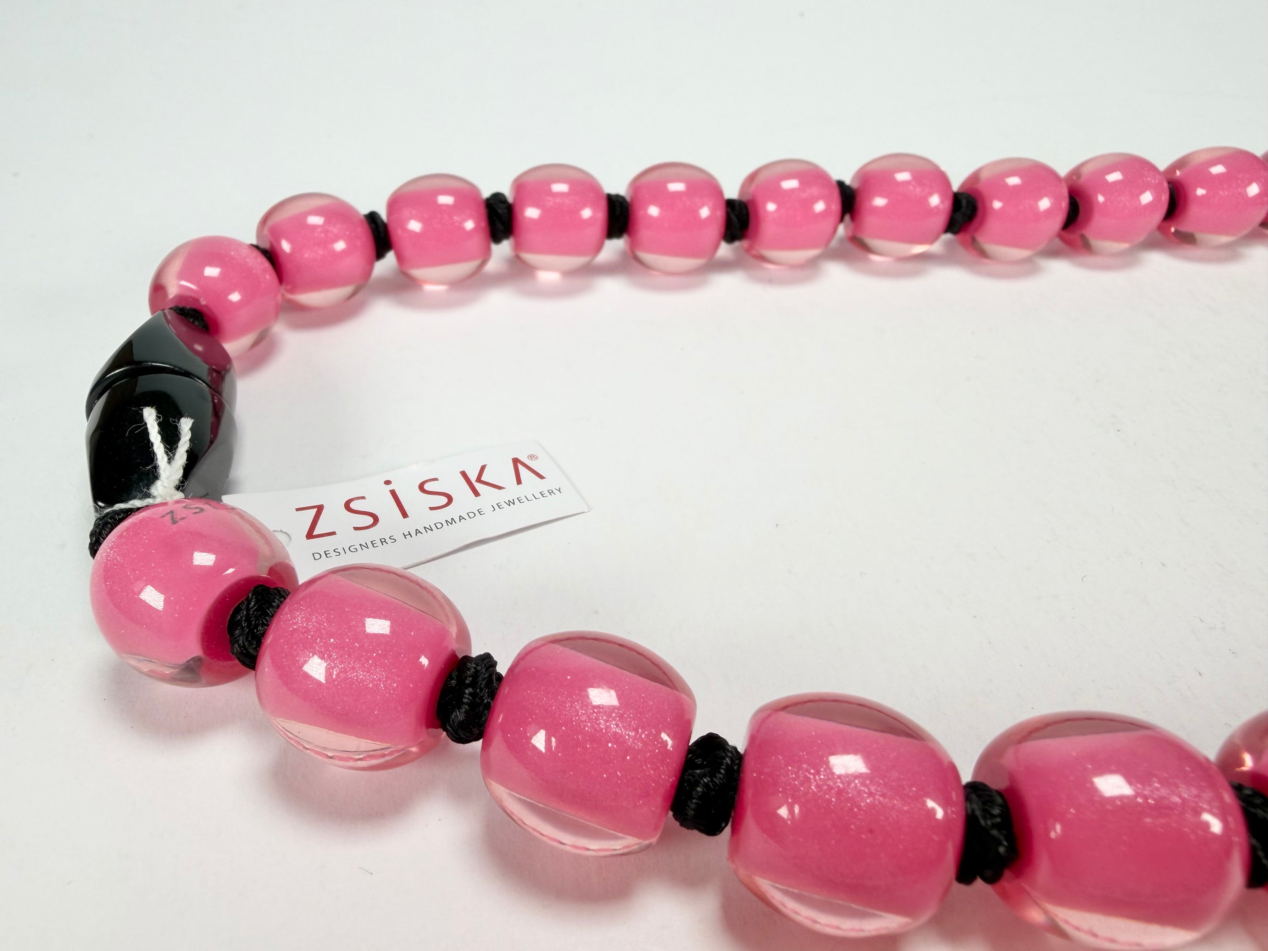 Zsiska - Colourful Beads 30 Bead Hot Pink Resin Necklace ( 40101199017Q30 )