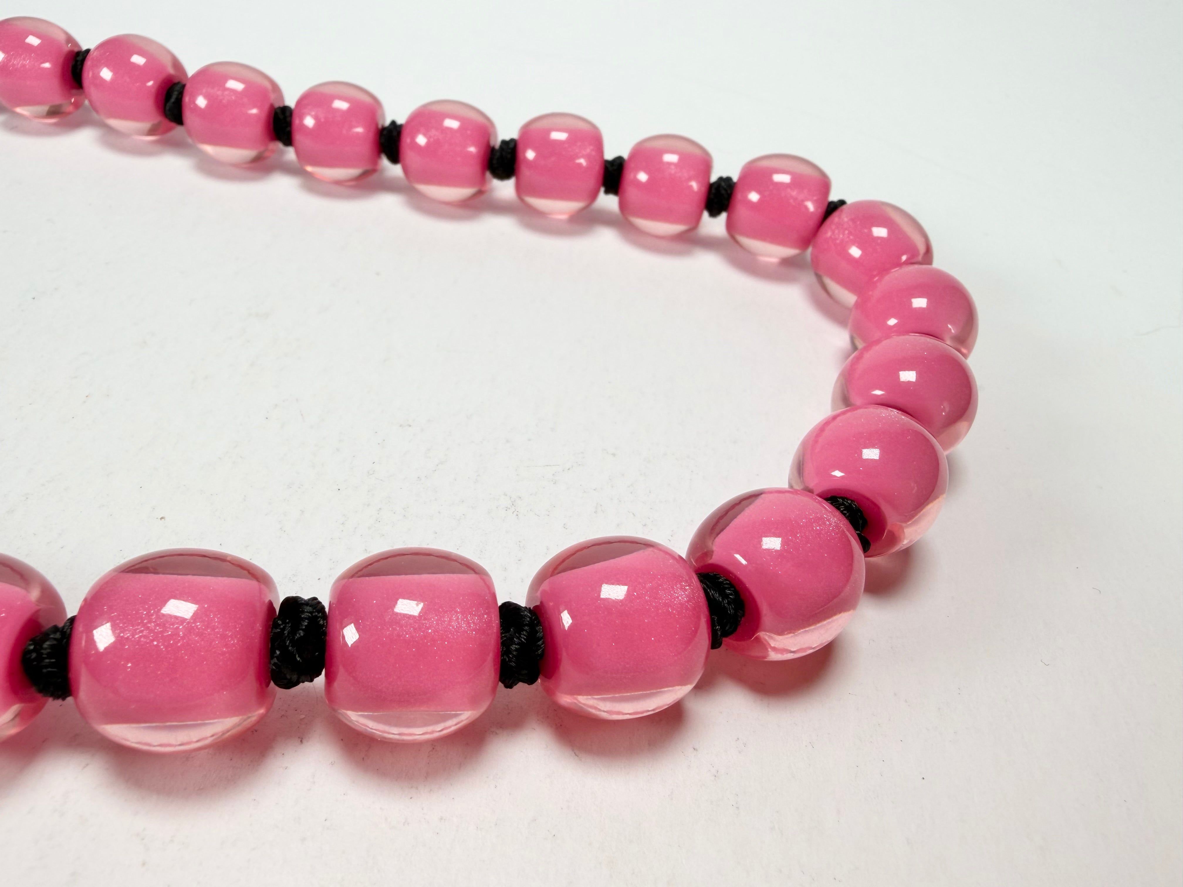 Zsiska - Colourful Beads 30 Bead Hot Pink Resin Necklace ( 40101199017Q30 )