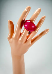Zsiska - Colourful Statement Hot Pink Resin Ring ( 40106029017QXL ) - Size UK S / US 9