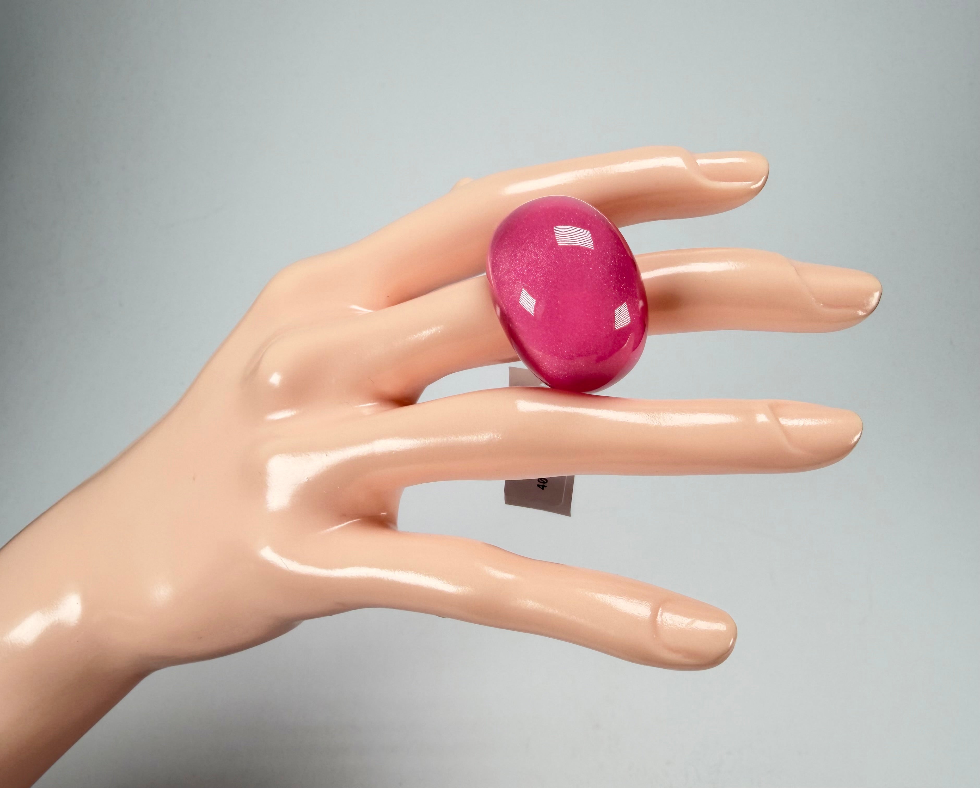 Zsiska - Colourful Statement Hot Pink Resin Ring ( 40106029017QXL ) - Size UK S / US 9