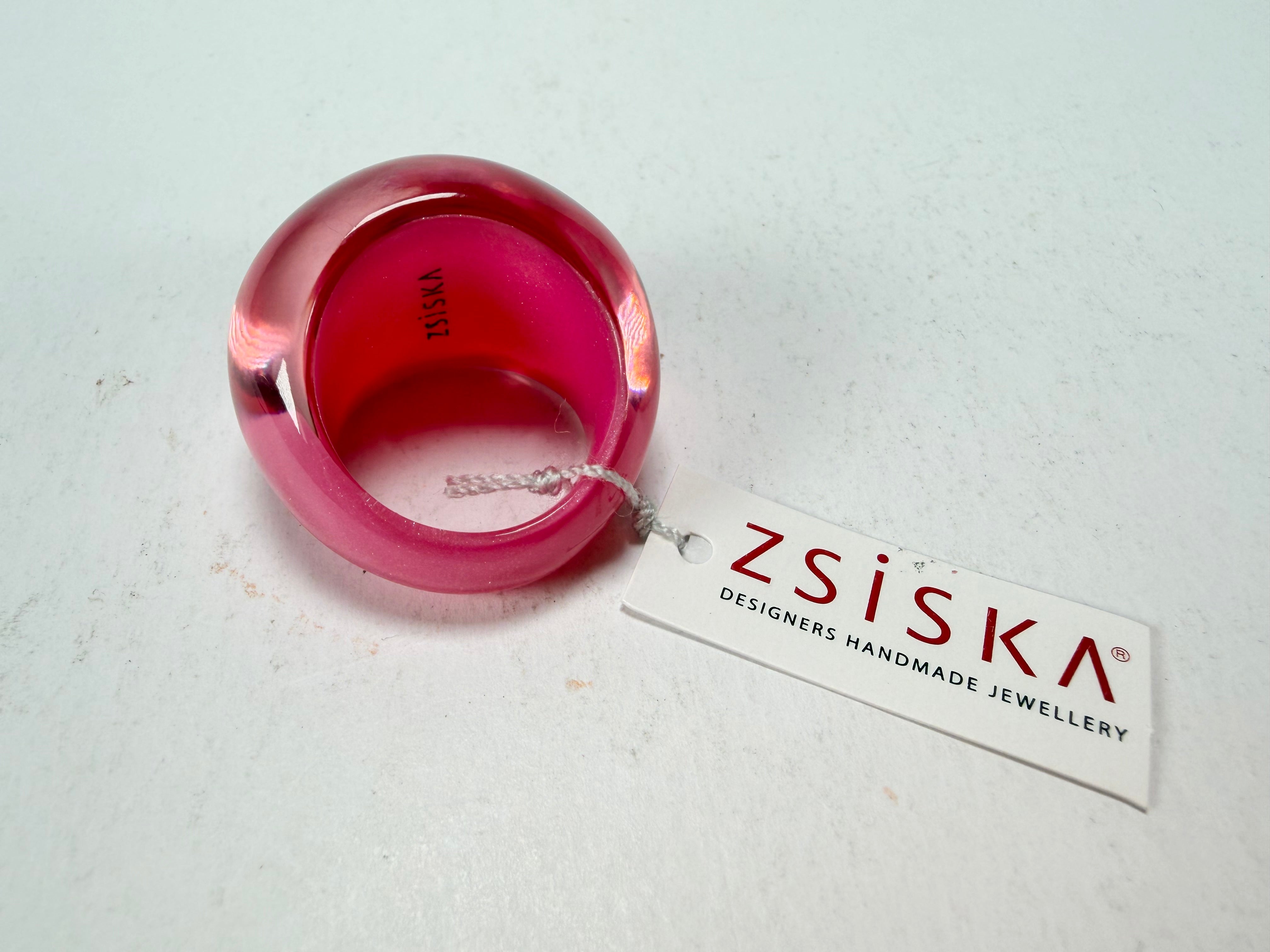 Zsiska - Colourful Statement Hot Pink Resin Ring ( 40106029017QXL ) - Size UK S / US 9