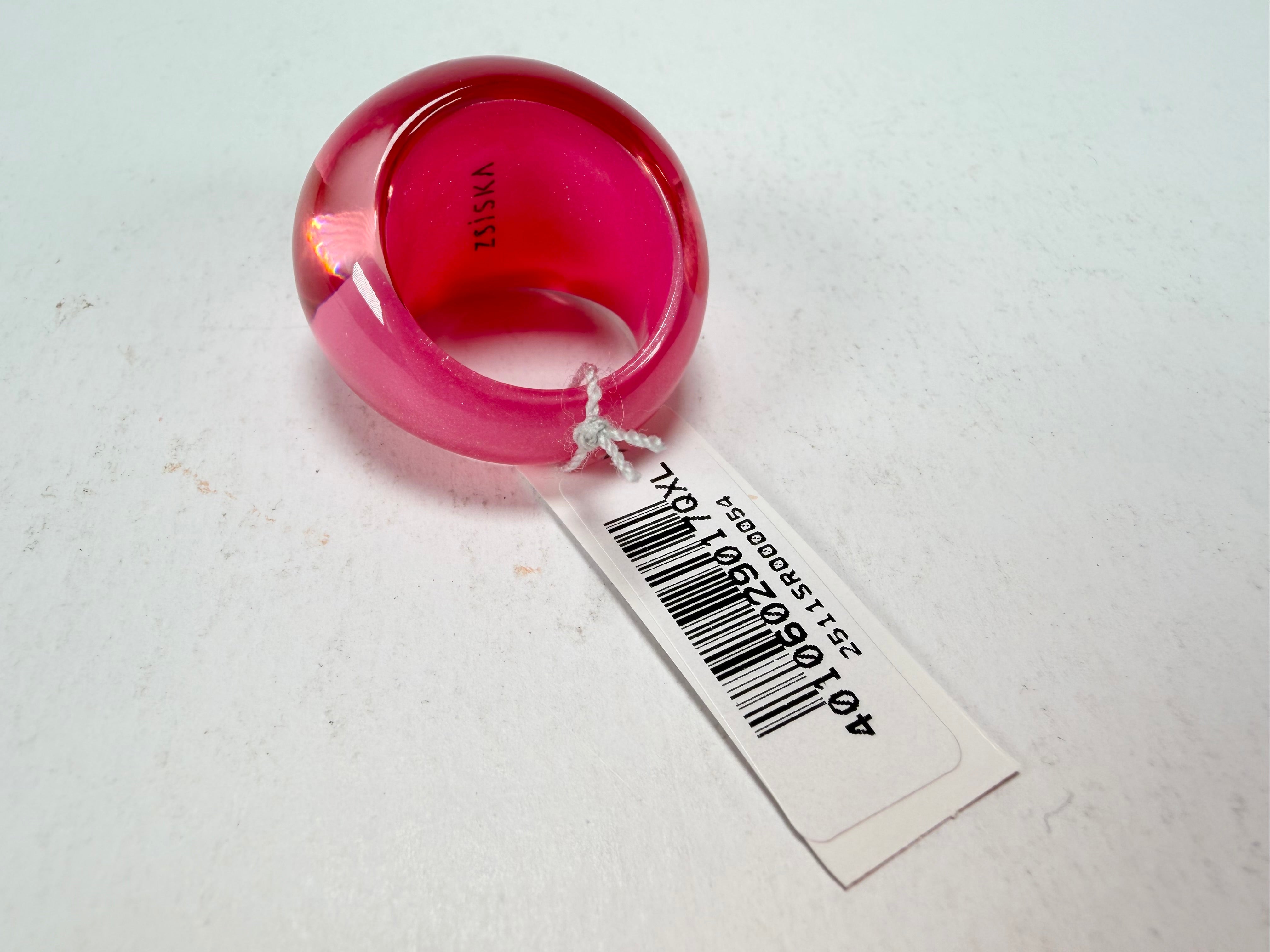 Zsiska - Colourful Statement Hot Pink Resin Ring ( 40106029017QXL ) - Size UK S / US 9