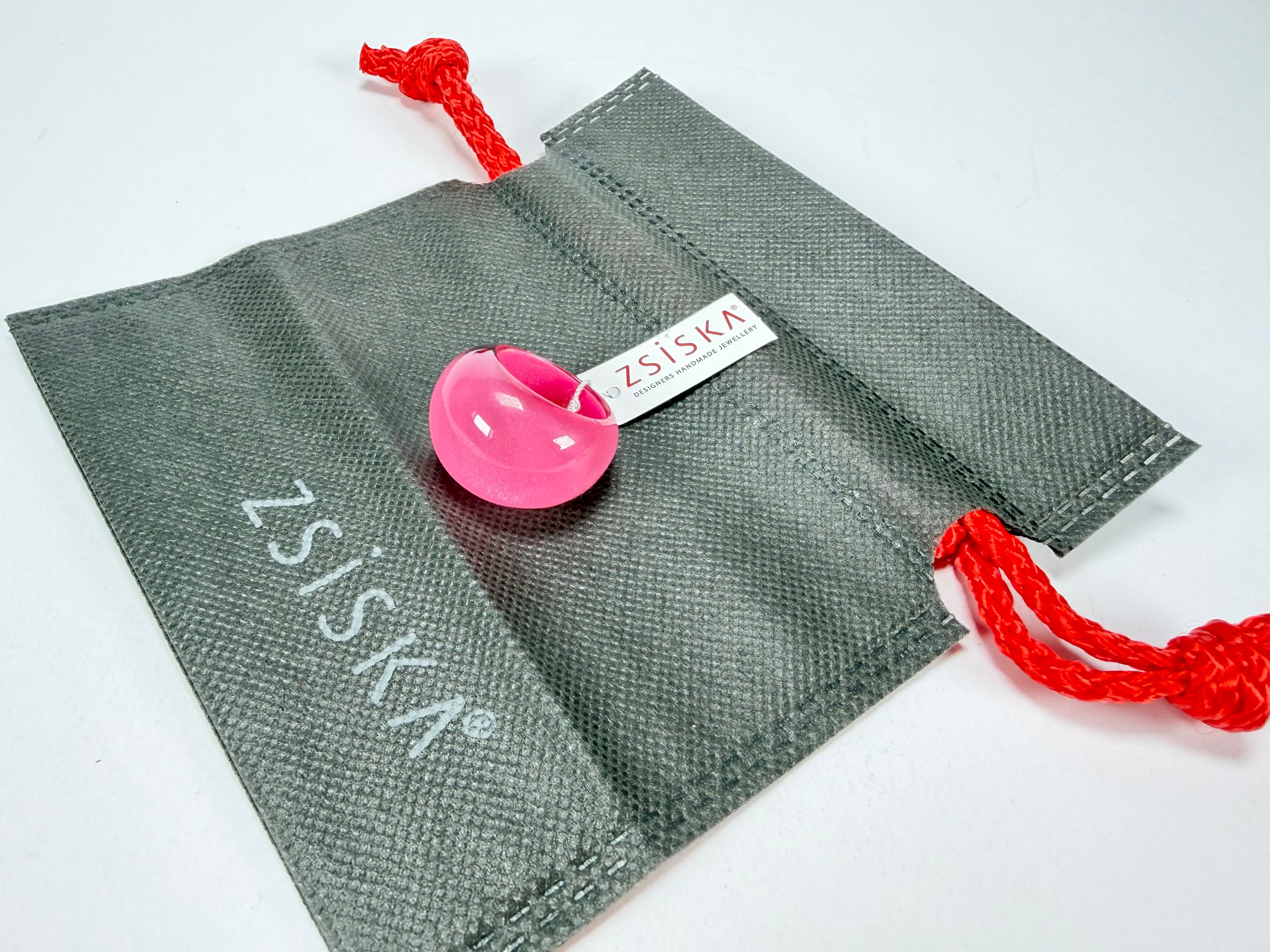 Zsiska - Colourful Statement Hot Pink Resin Ring ( 40106029017QXL ) - Size UK S / US 9